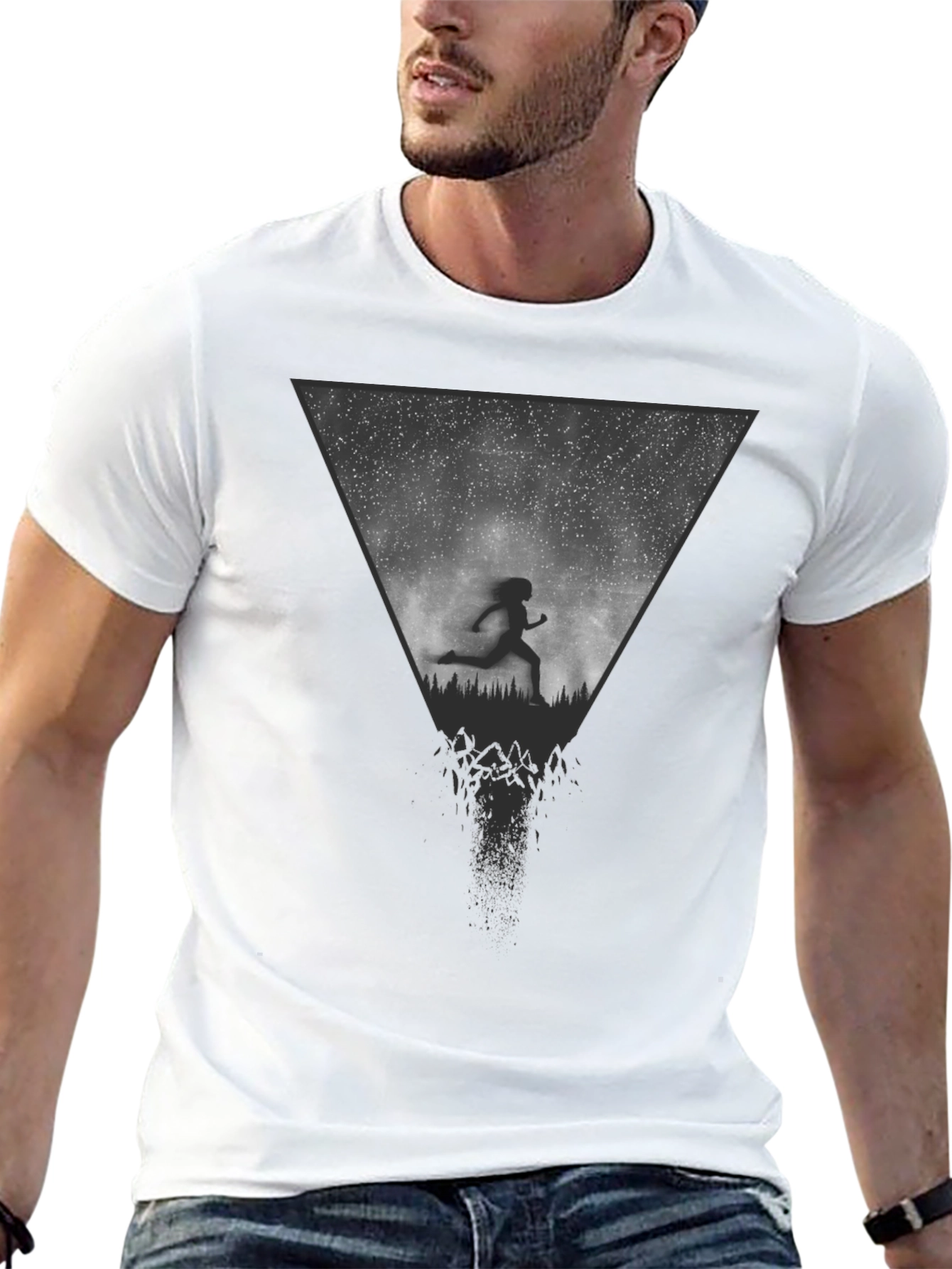 Abstract Runner Graphic Tee - Black