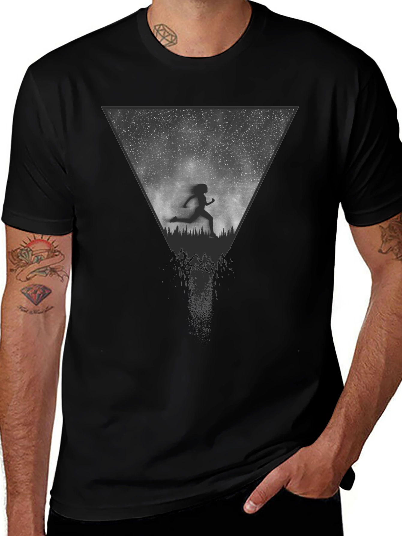 Abstract Runner Graphic Tee - Black