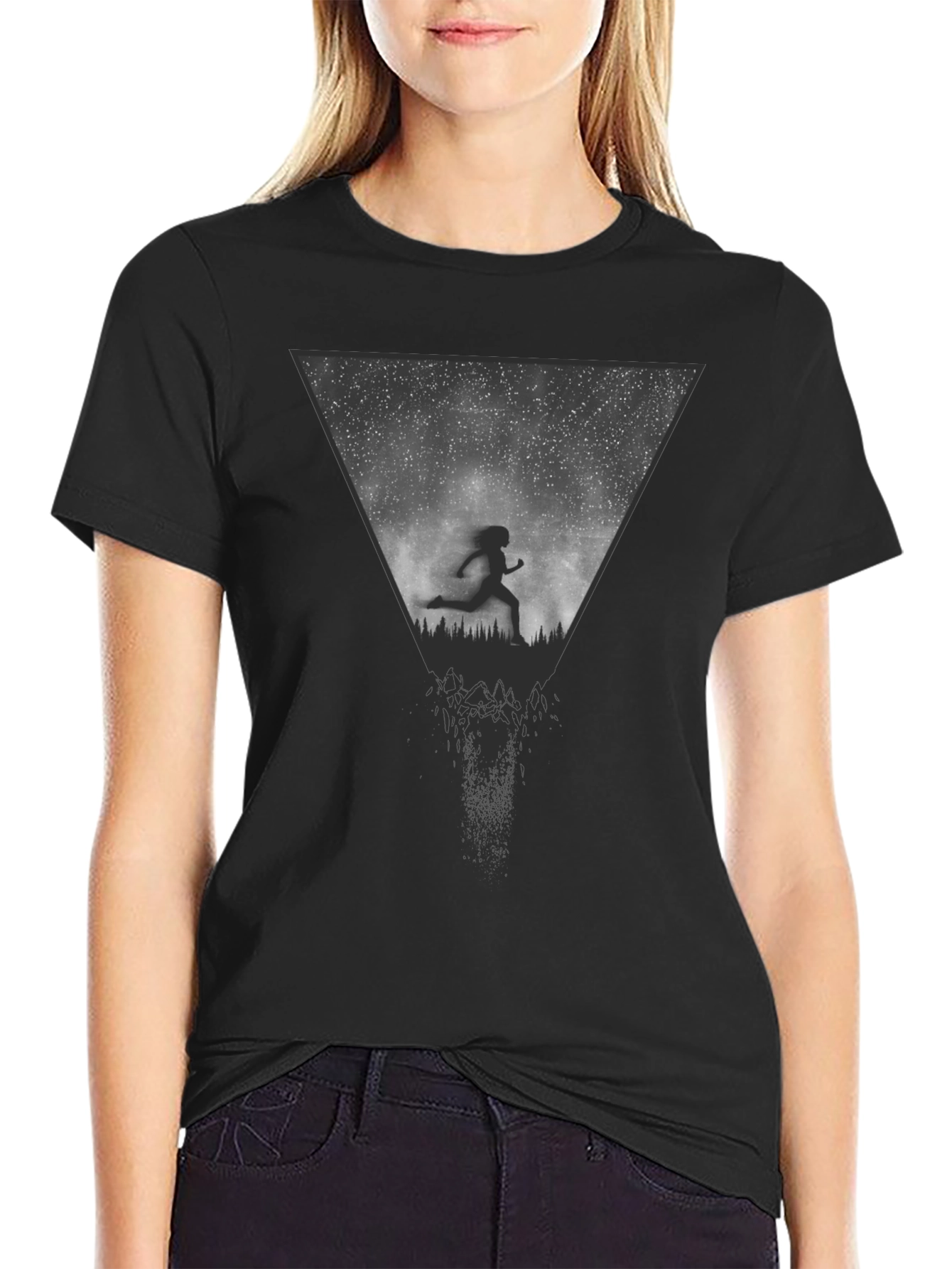 Abstract Runner Graphic Tee - Black