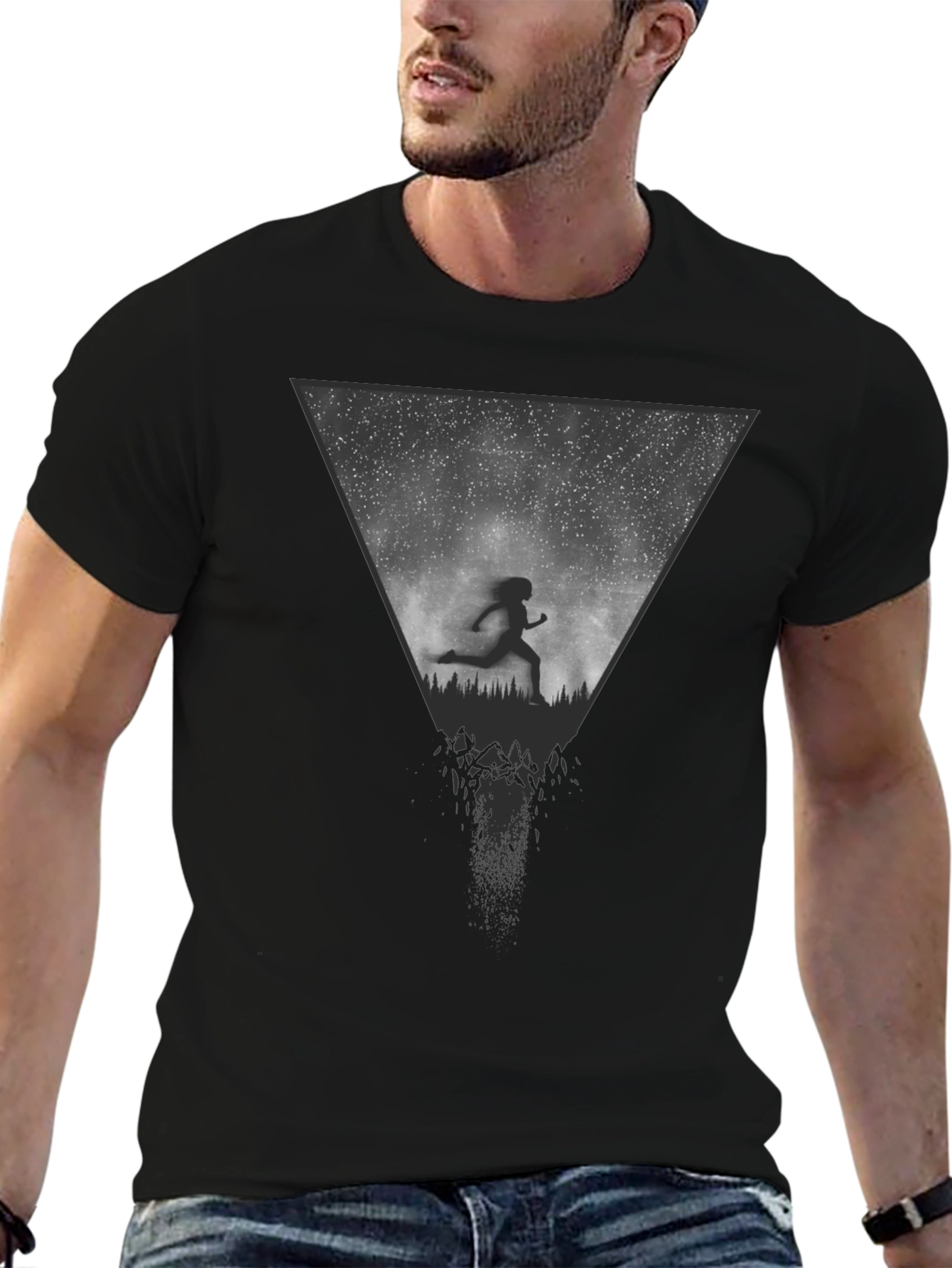 Abstract Runner Graphic Tee - Black