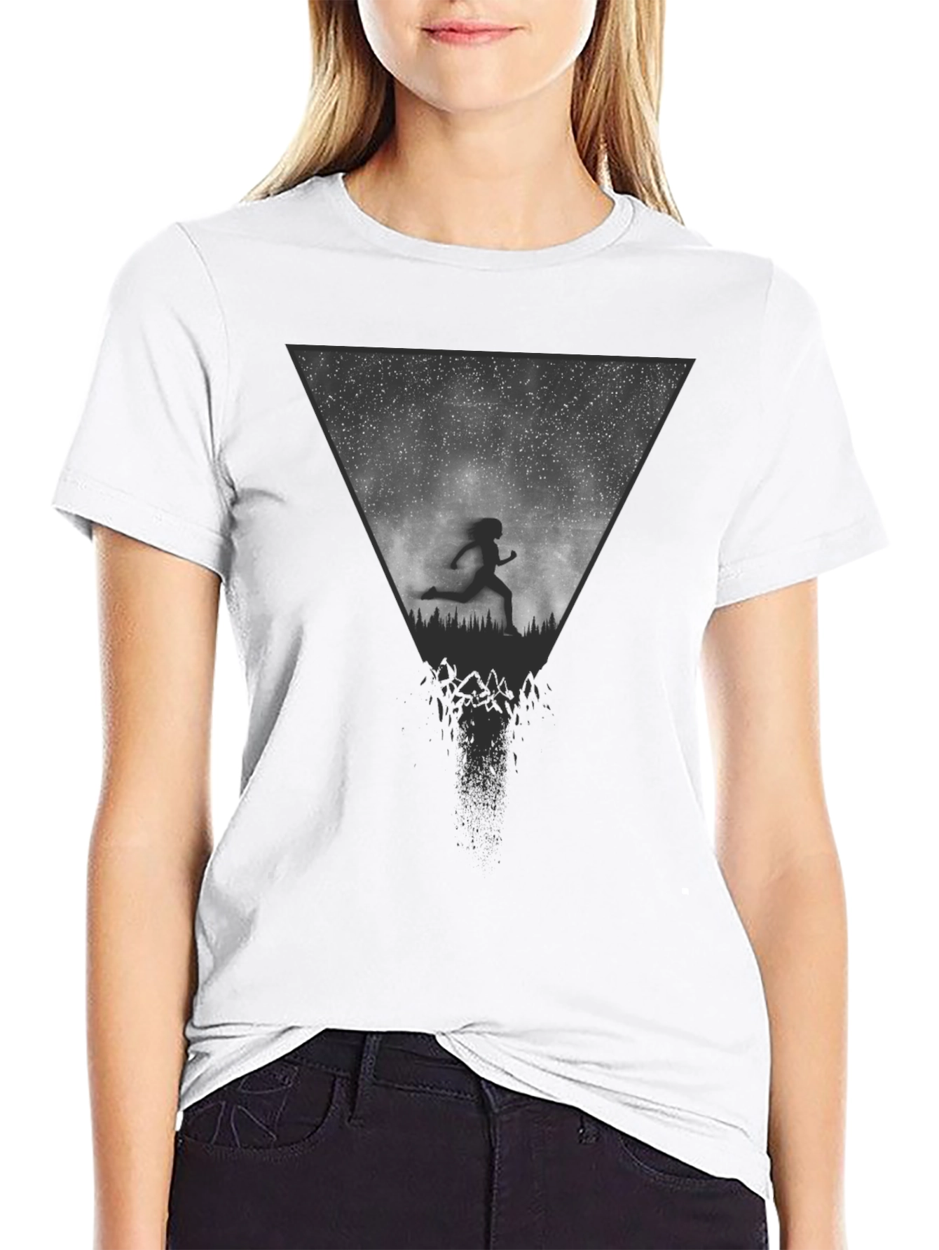Abstract Runner Graphic Tee - Black