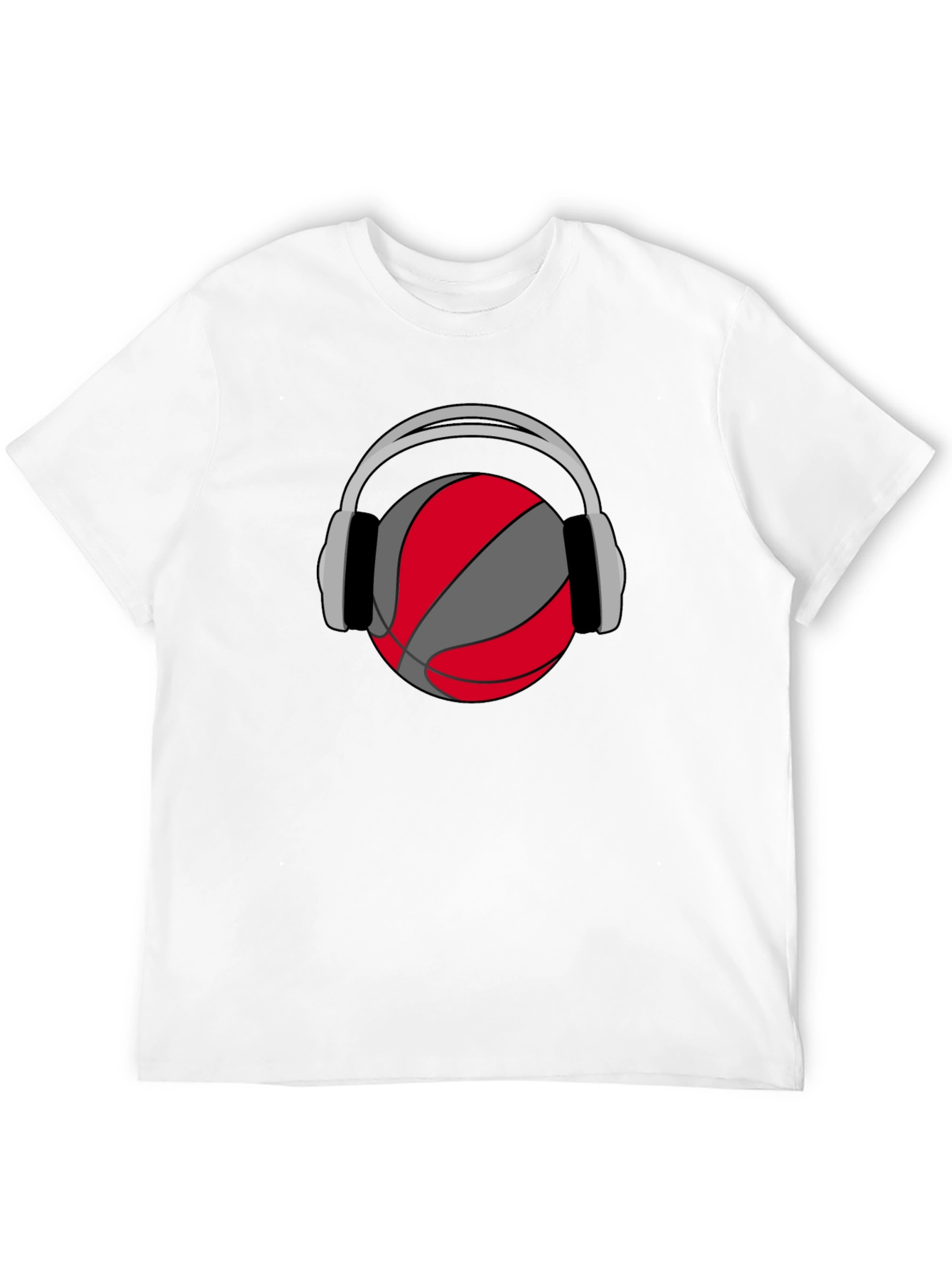Basketball Headphones Graphic Tee - Black Cotton T-Shirt