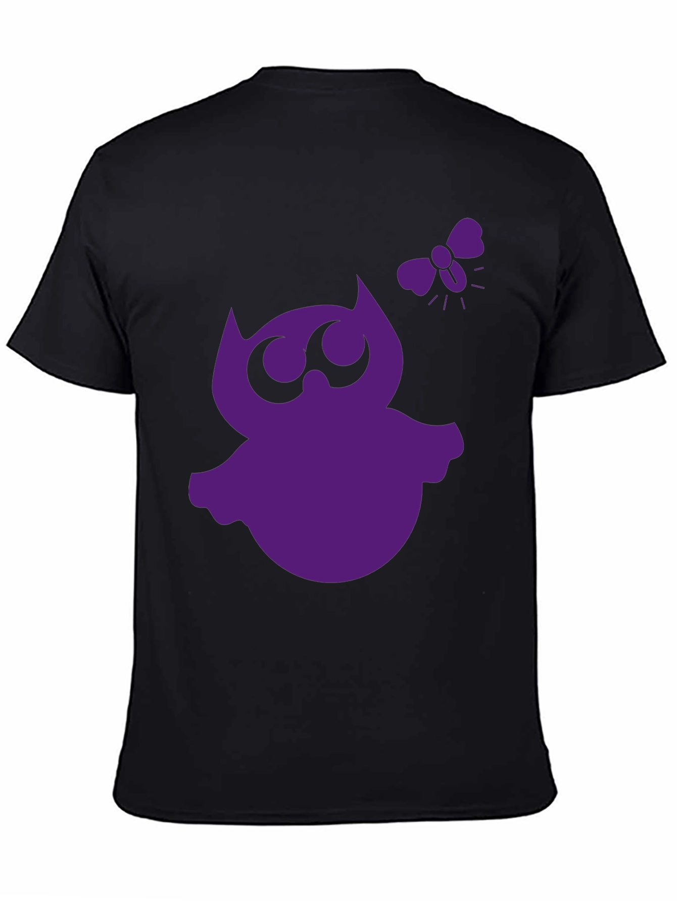 Whimsical Owl Graphic Tee - Black Cotton Shirt