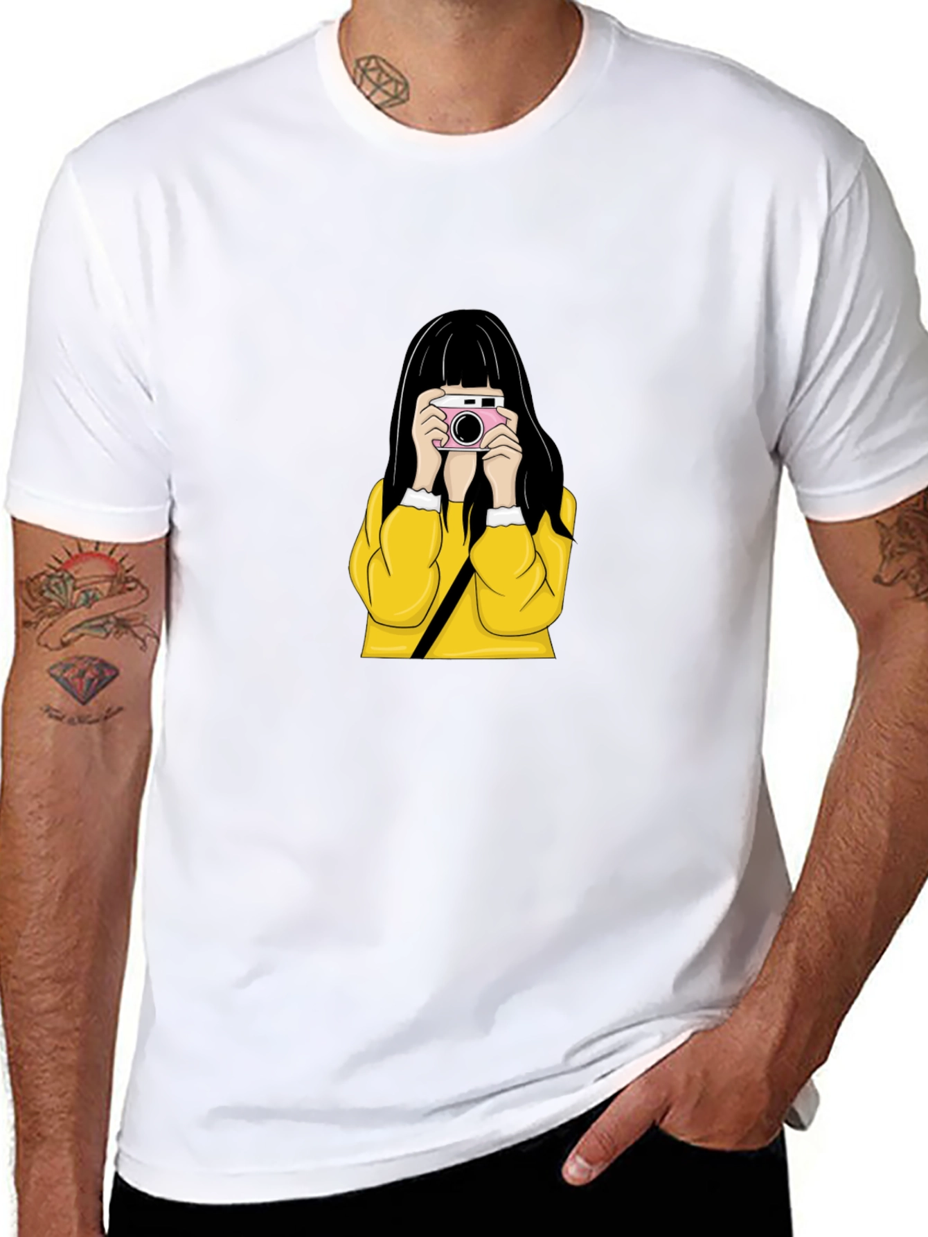 Girl with Camera Graphic Tee - Stylish Unisex T-Shirt