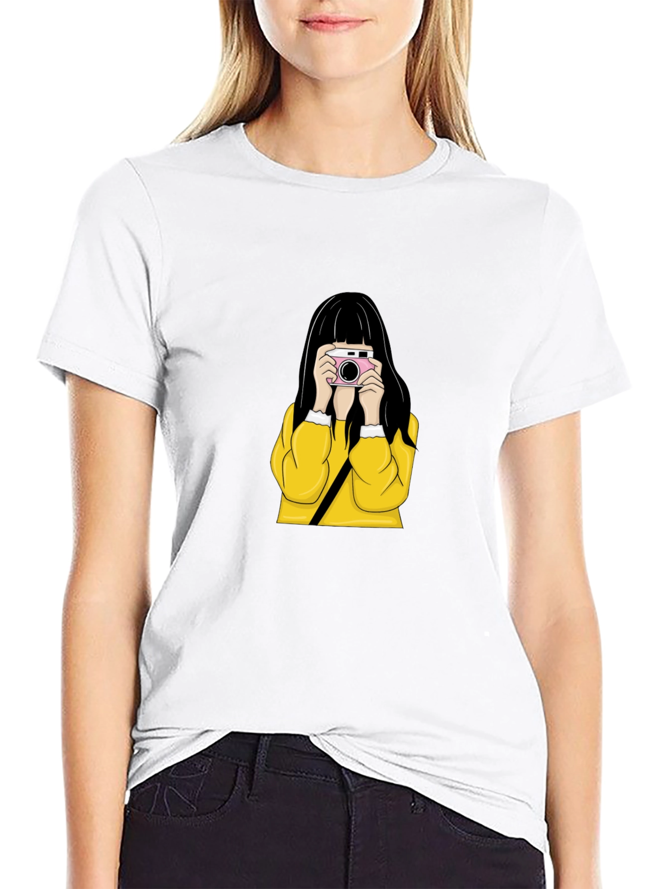 Girl with Camera Graphic Tee - Stylish Unisex T-Shirt