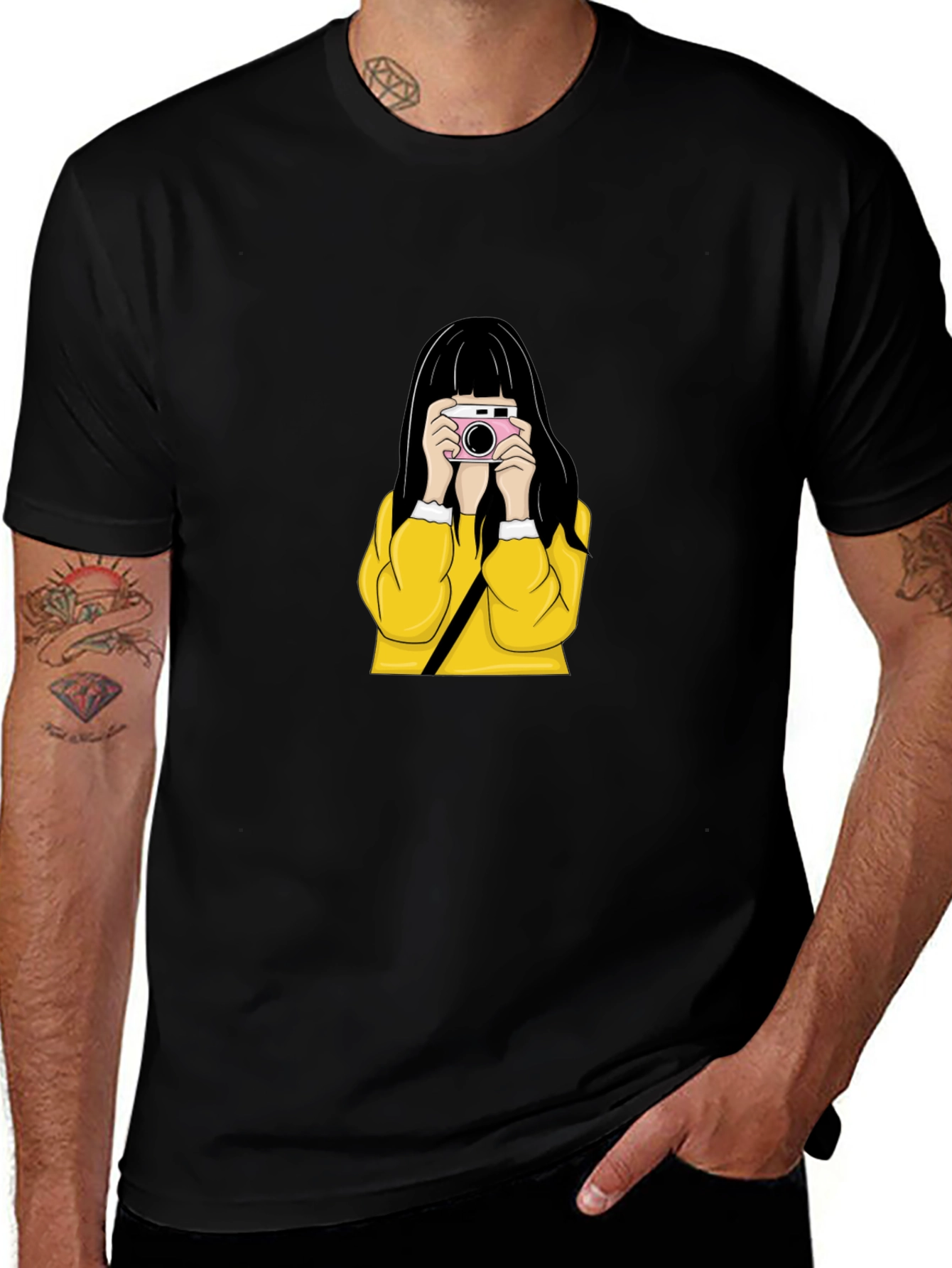 Girl with Camera Graphic Tee - Stylish Unisex T-Shirt