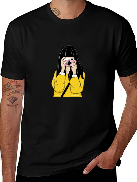 Girl with Camera Graphic Tee - Stylish Unisex T-Shirt