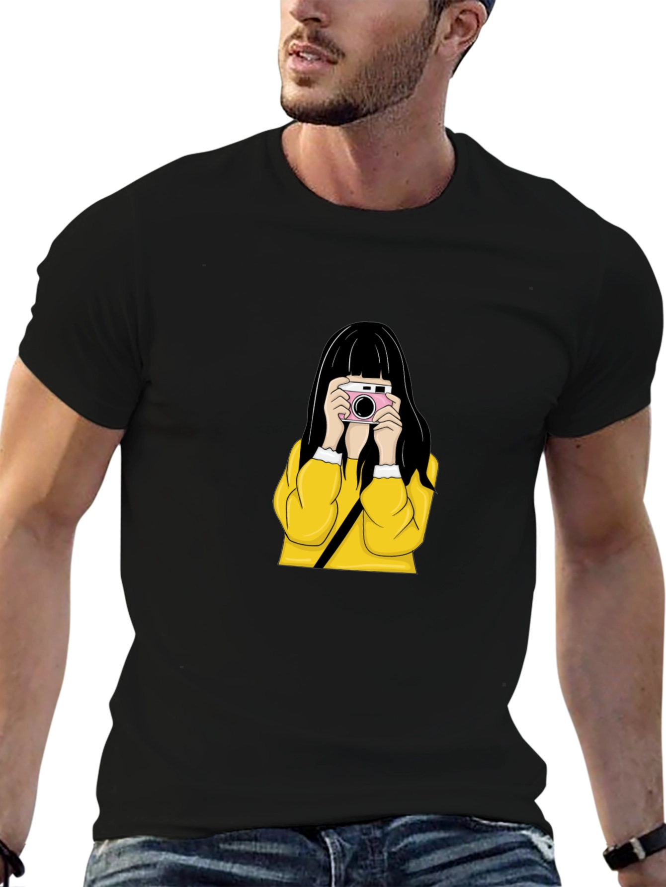 Girl with Camera Graphic Tee - Stylish Unisex T-Shirt