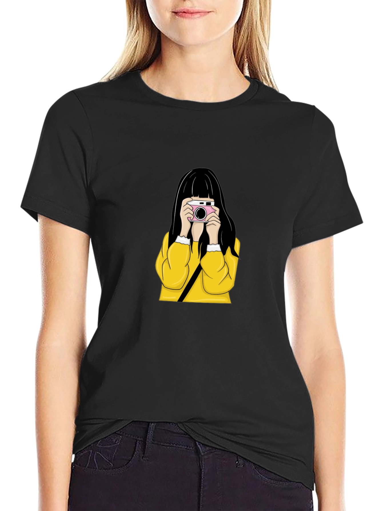 Girl with Camera Graphic Tee - Stylish Unisex T-Shirt