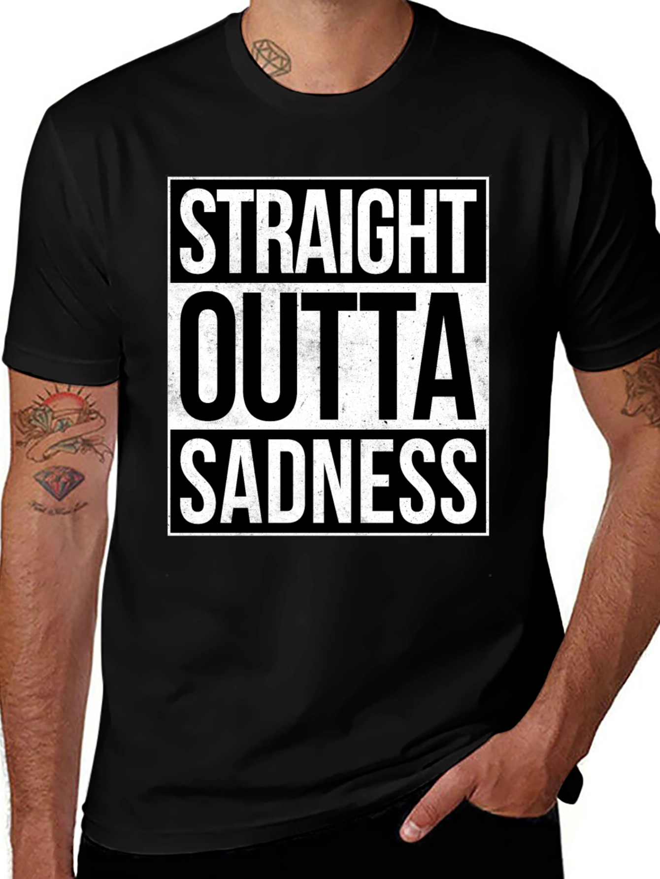 Straight Outta Sadness Graphic Tee - Black
