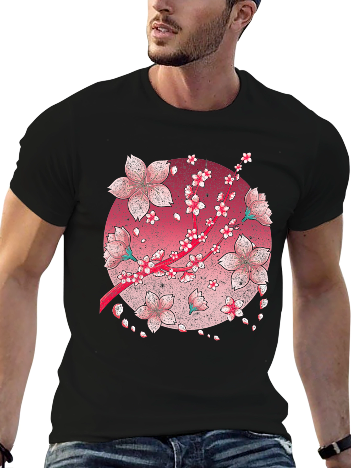 Cherry Blossom Graphic Tee - Black