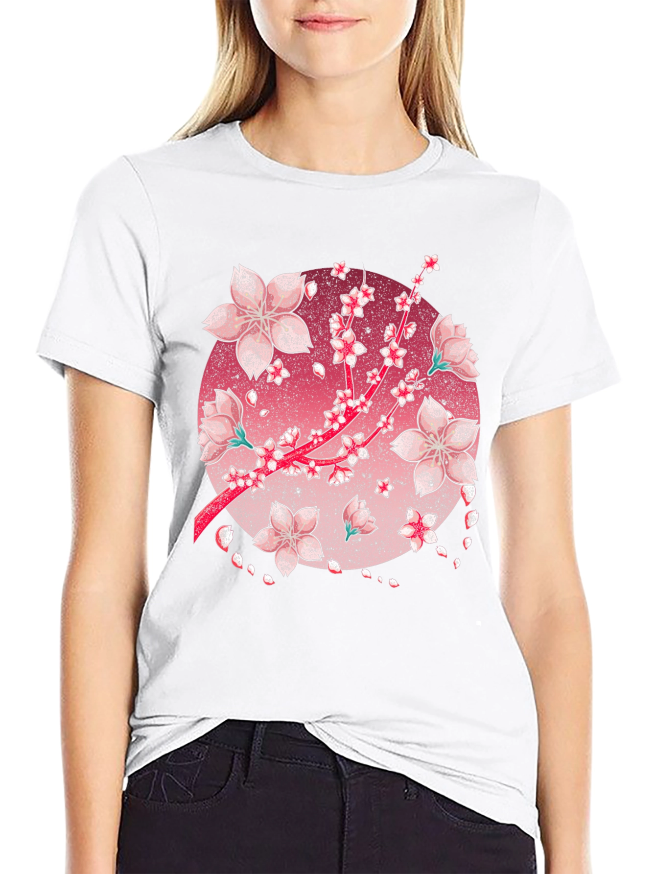 Cherry Blossom Graphic Tee - Black