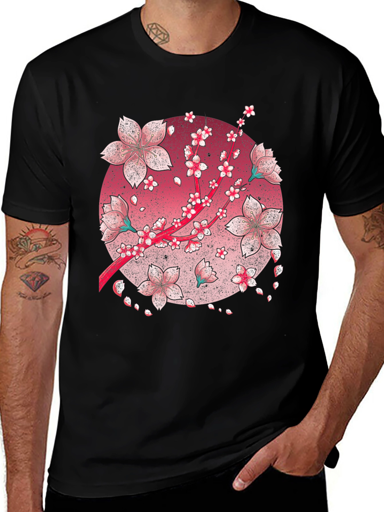 Cherry Blossom Graphic Tee - Black