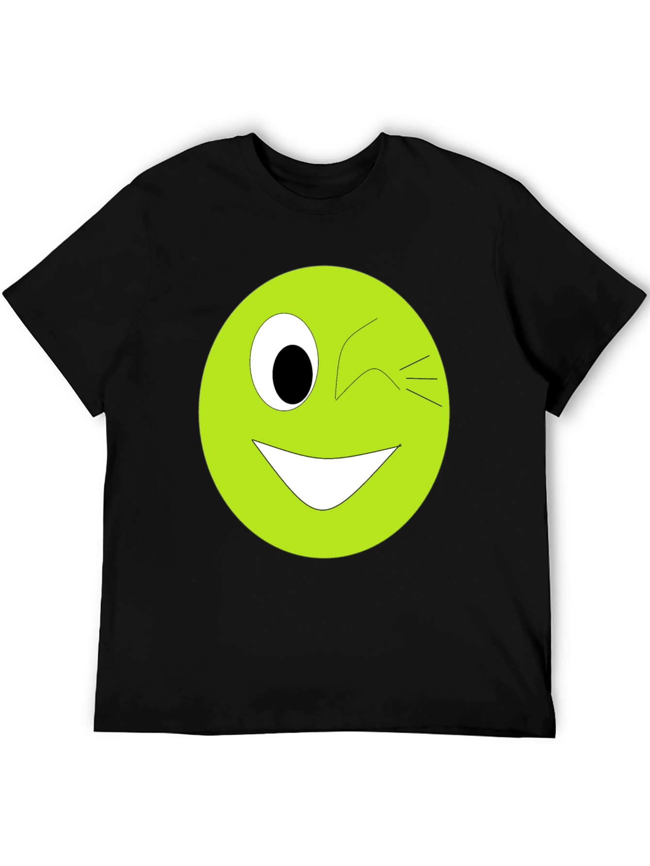 Winking Smiley Face Graphic Tee - Black