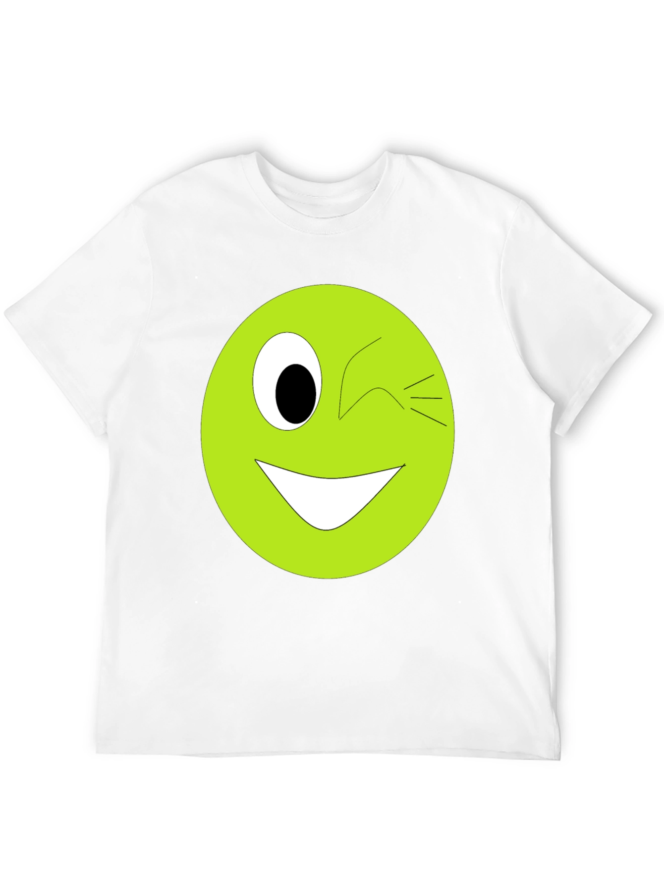 Winking Smiley Face Graphic Tee - Black