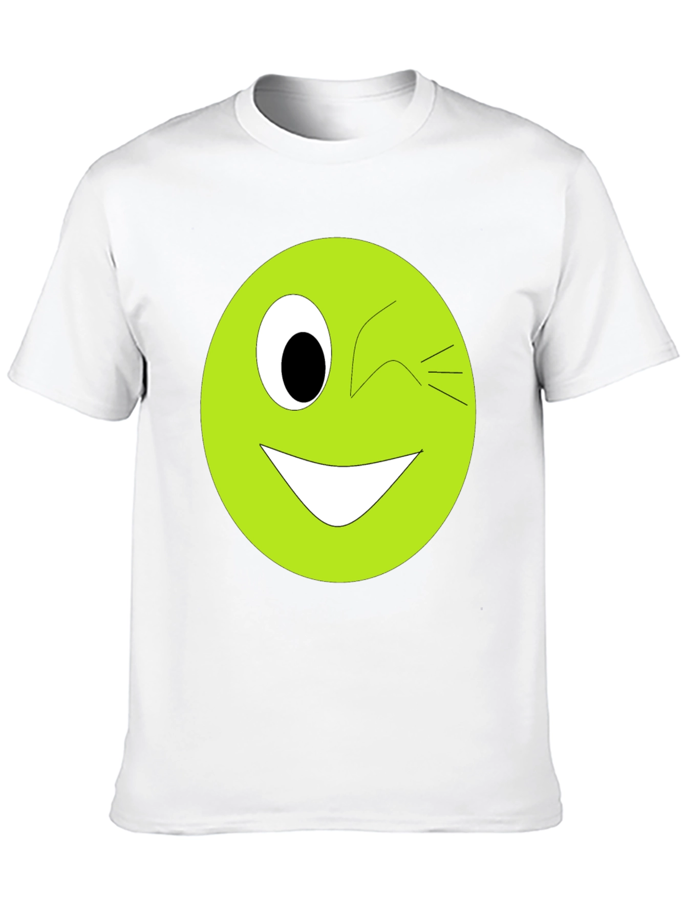 Winking Smiley Face Graphic Tee - Black