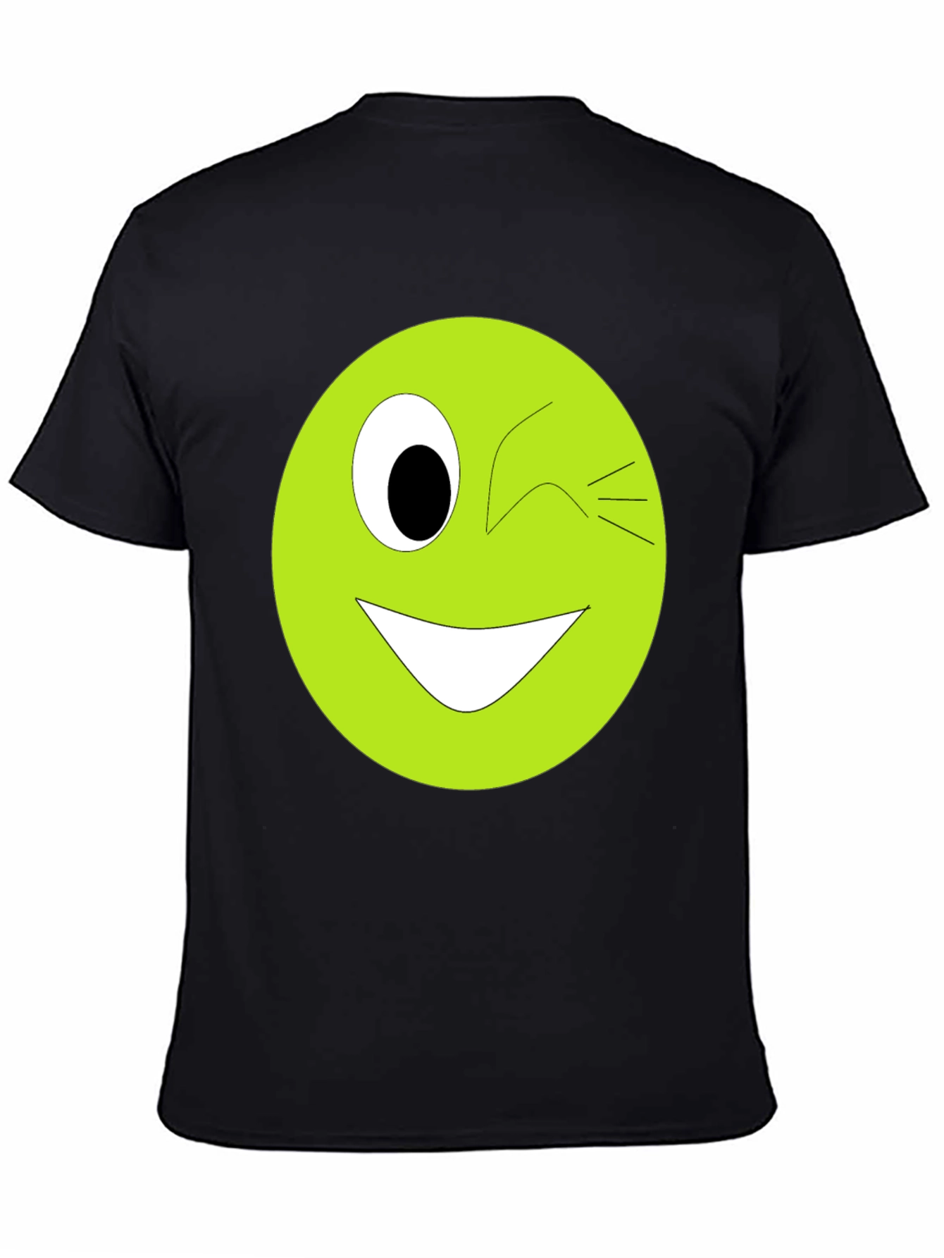 Winking Smiley Face Graphic Tee - Black