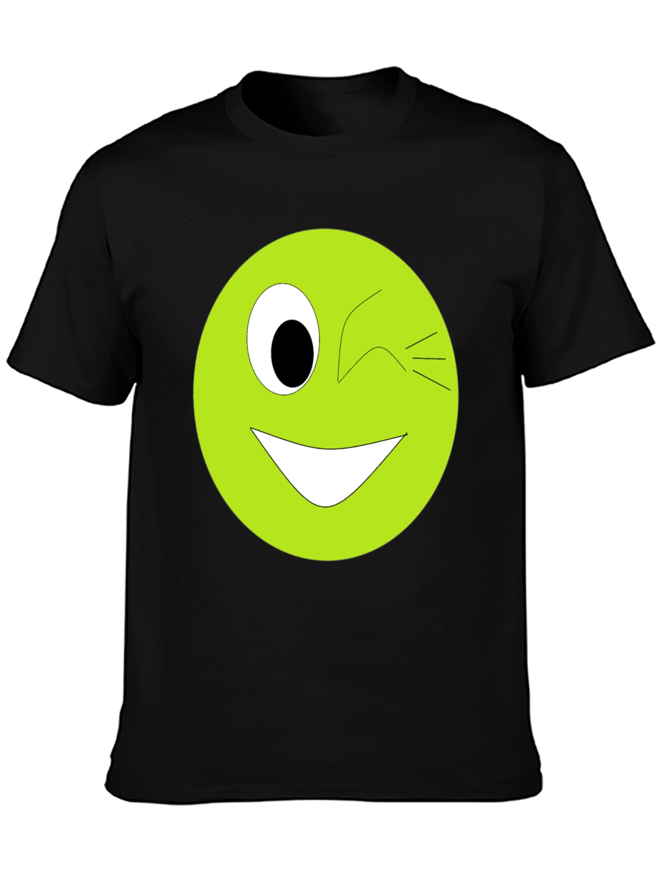 Winking Smiley Face Graphic Tee - Black