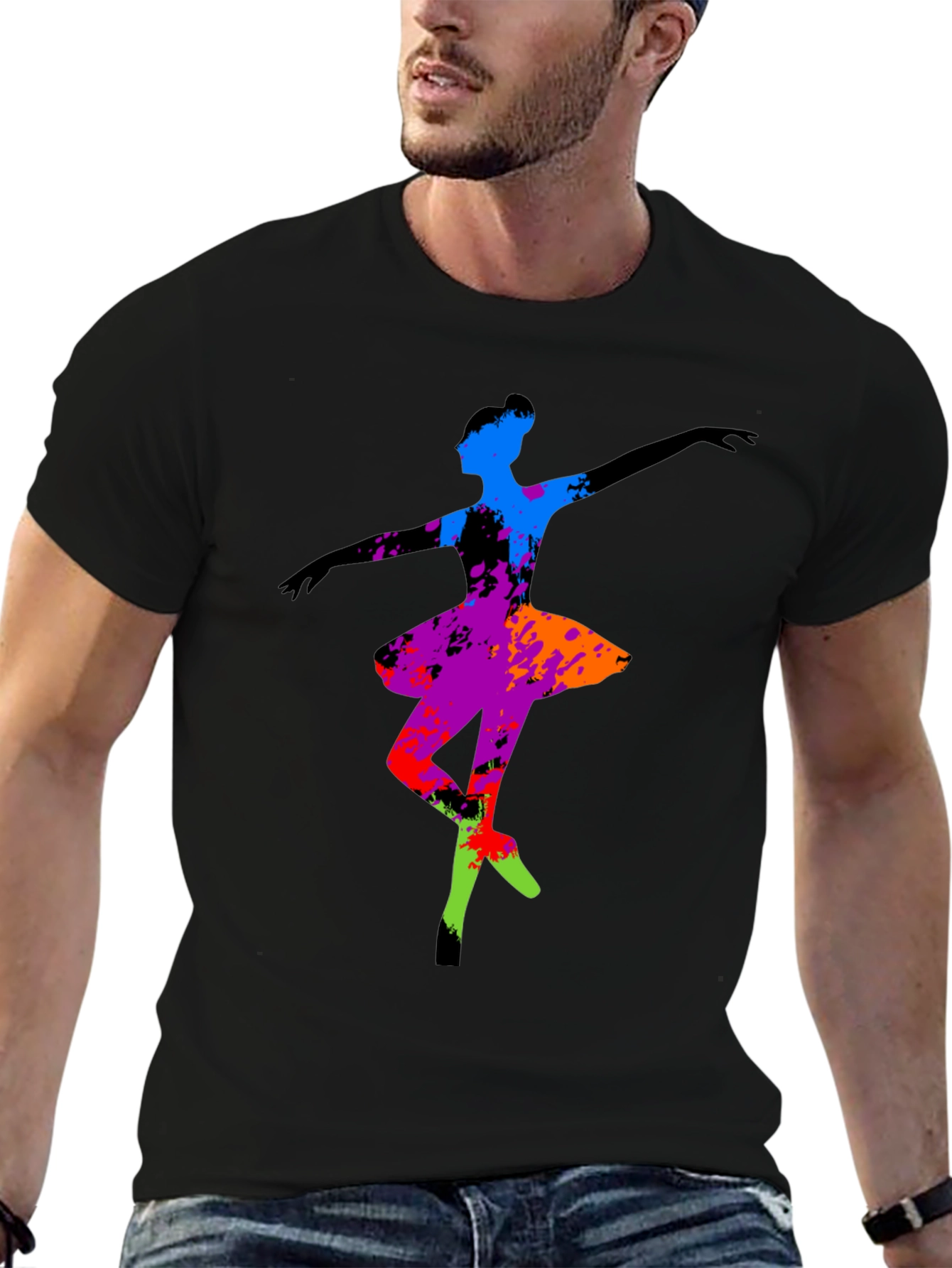 Abstract Ballerina Graphic Tee - Black