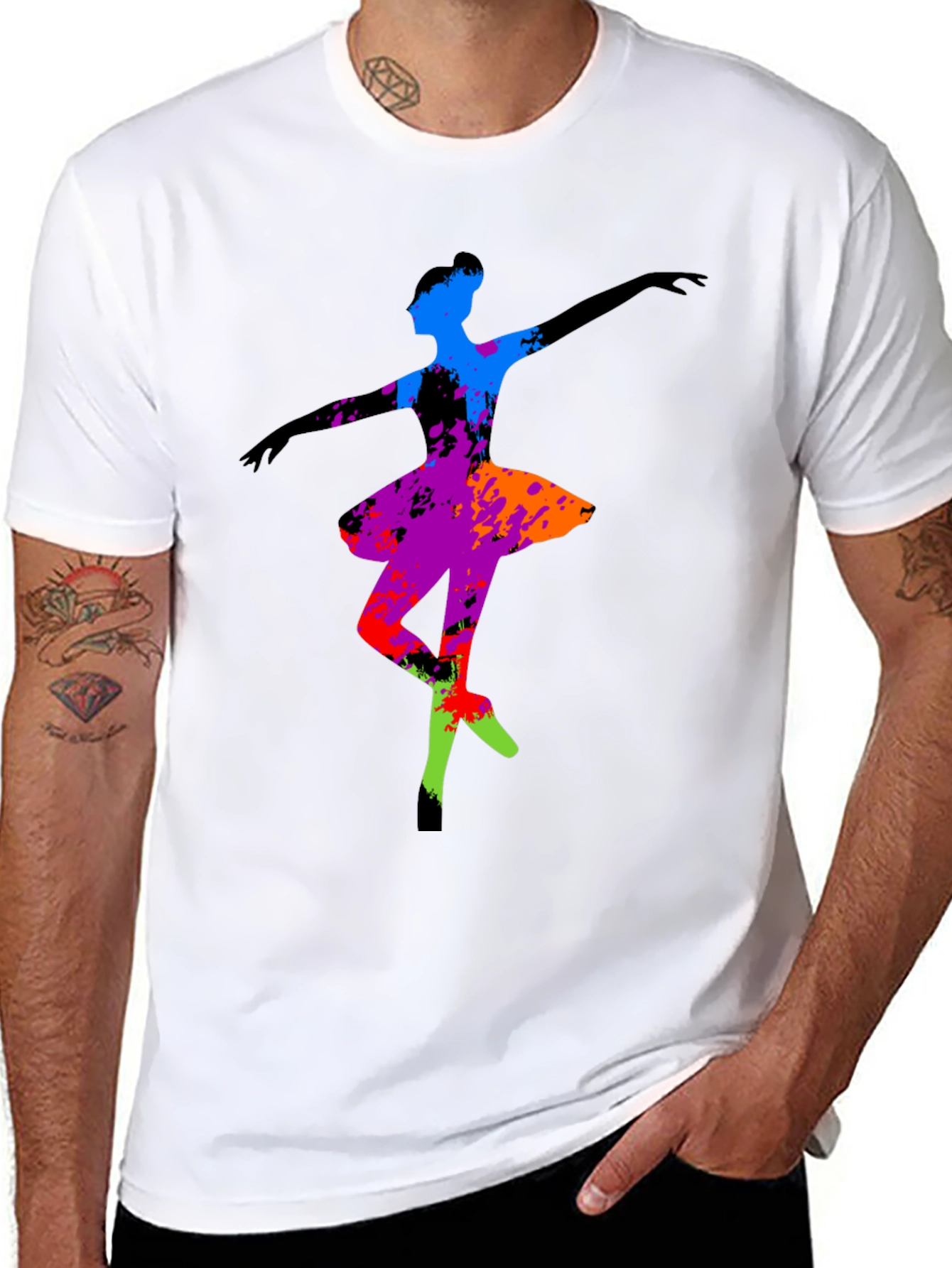 Abstract Ballerina Graphic Tee - Black