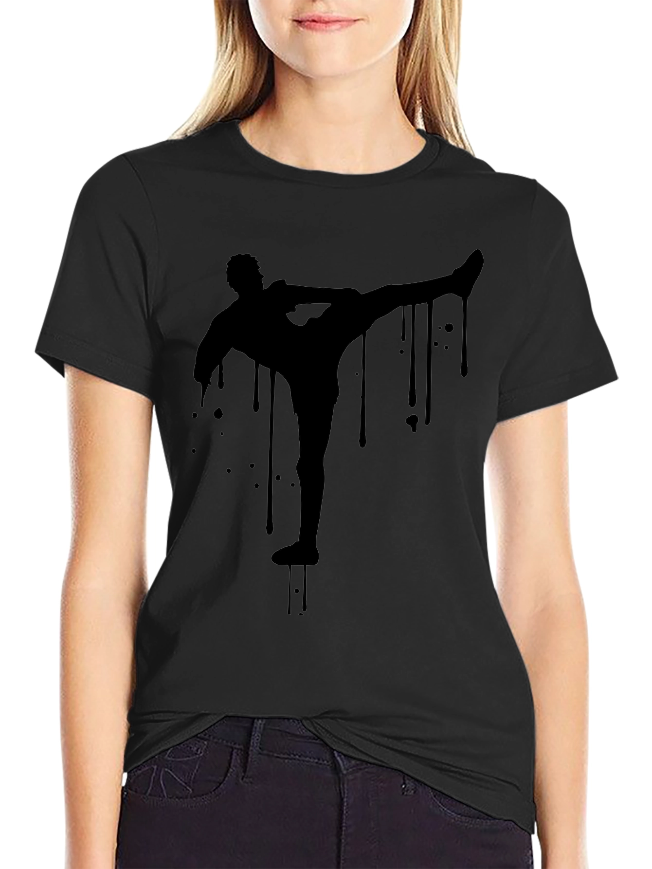 Silhouette Kick Black Tee - Modern Streetwear Style