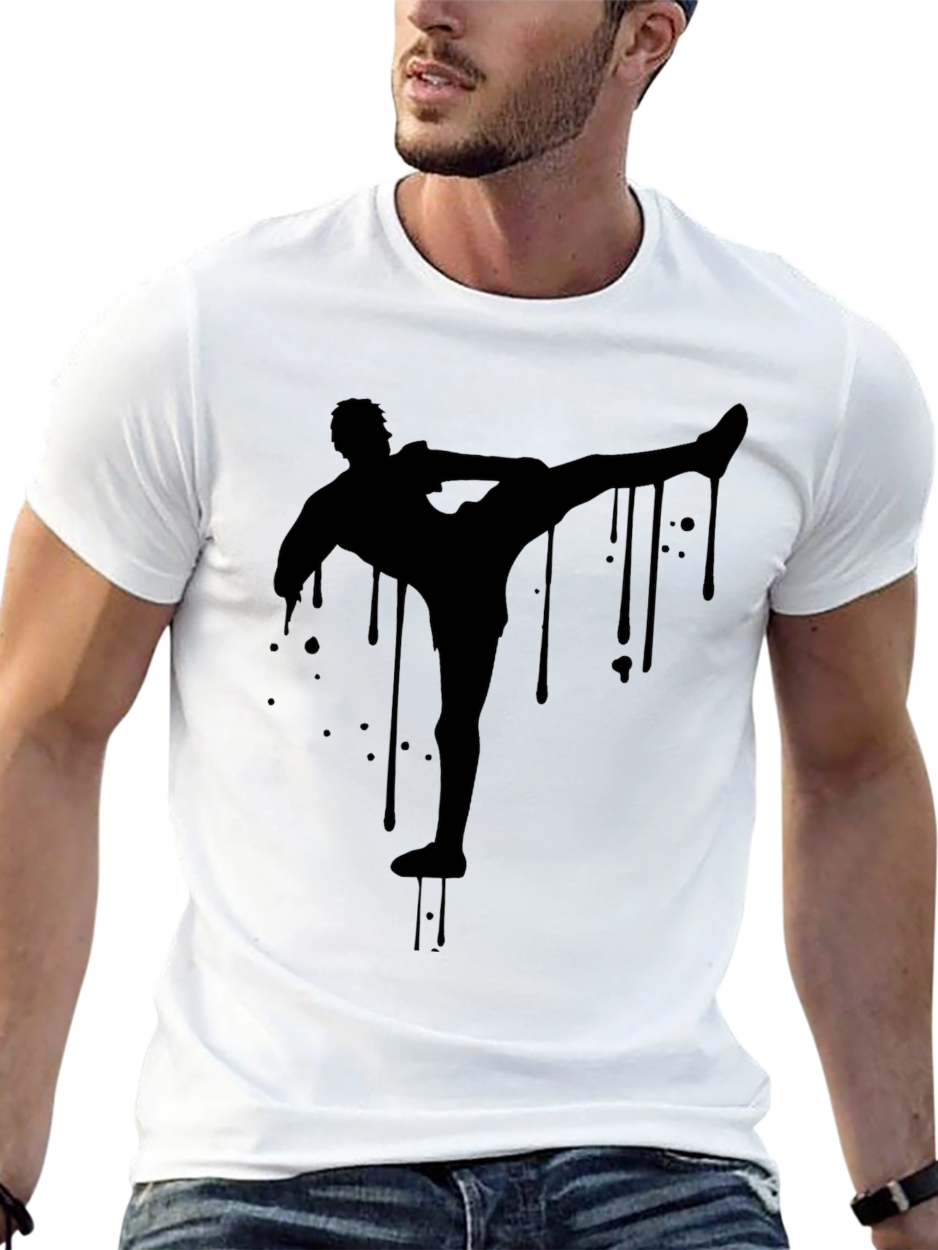 Silhouette Kick Black Tee - Modern Streetwear Style