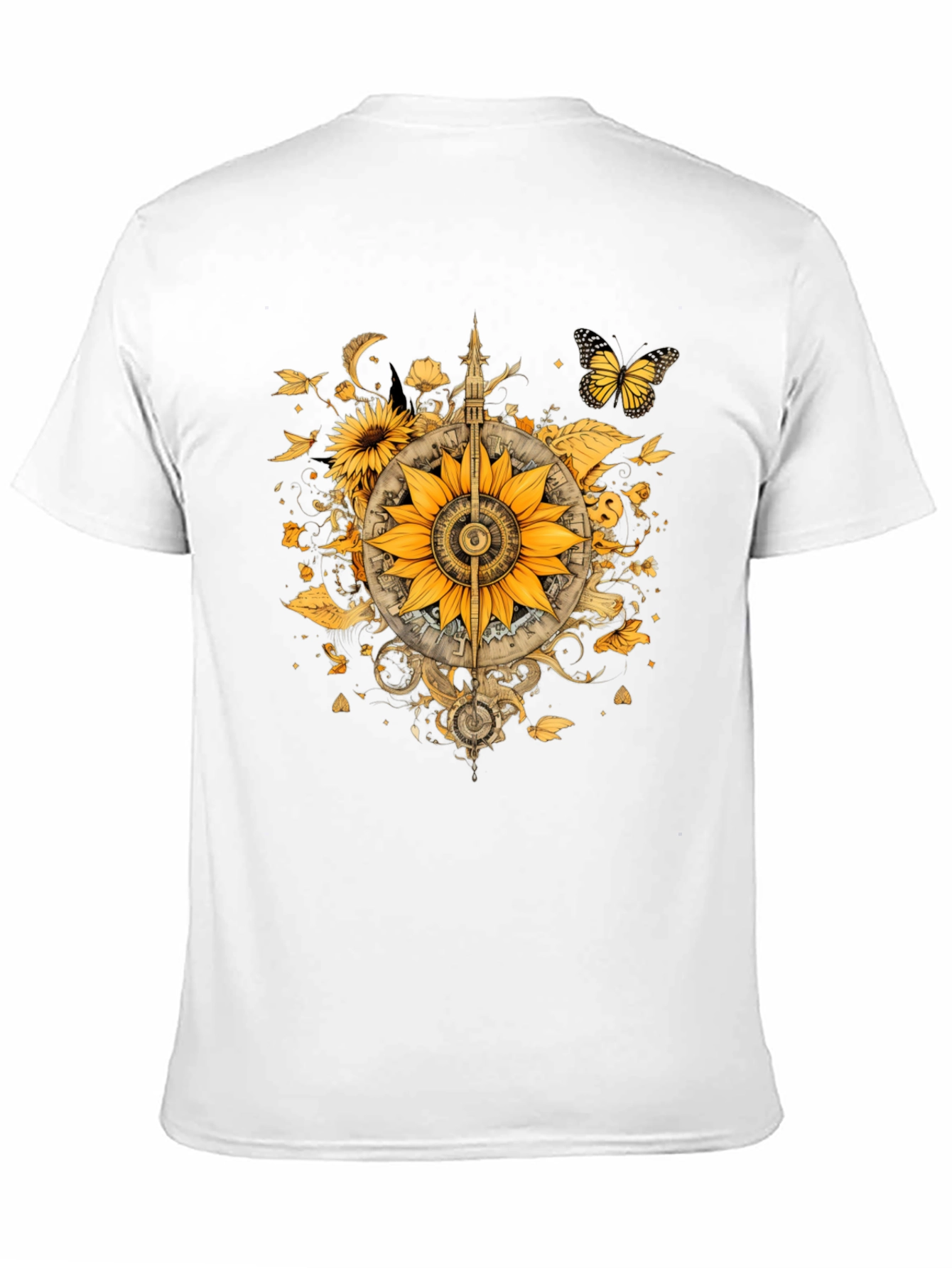 Sunflower Compass Graphic Black T-Shirt
