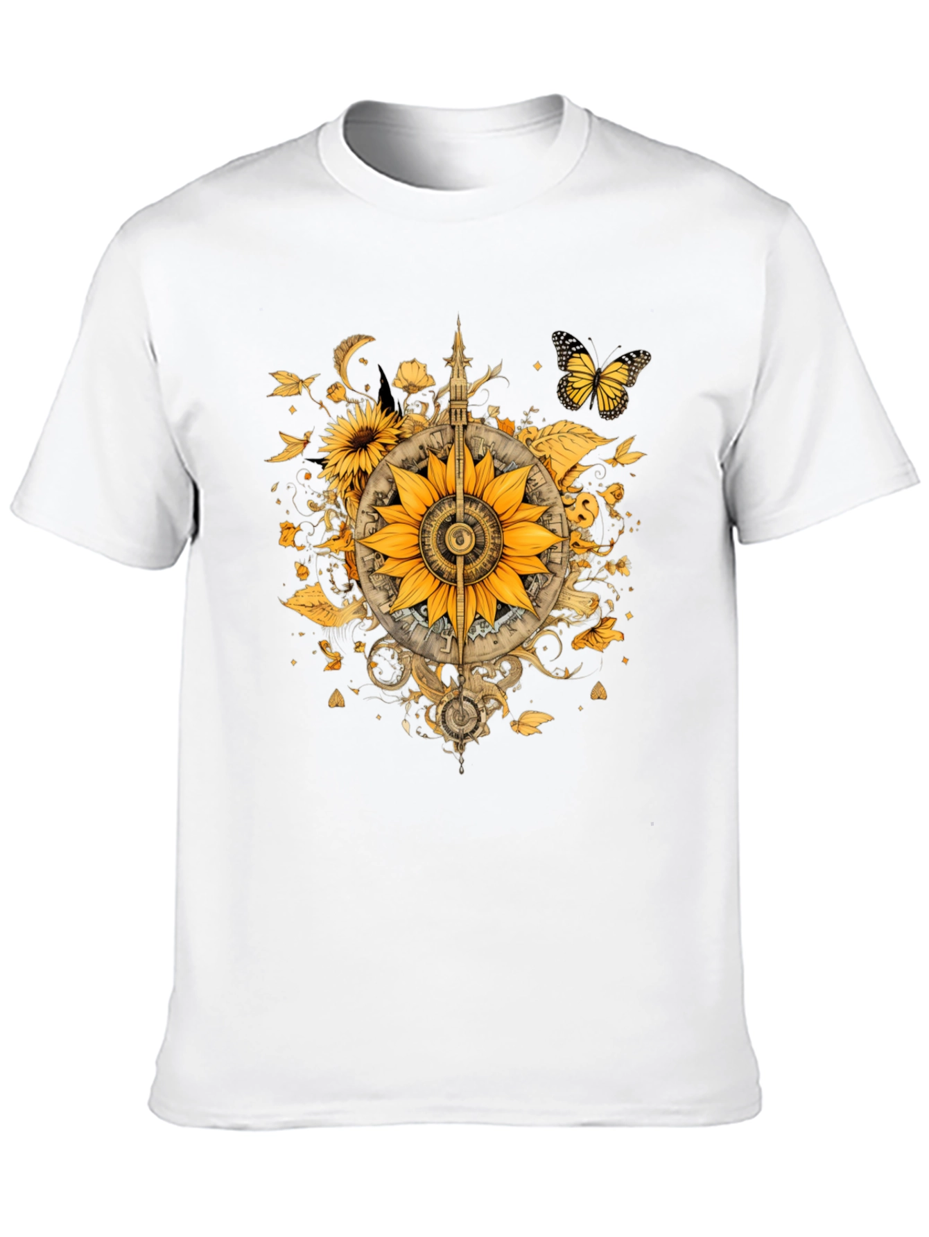 Sunflower Compass Graphic Black T-Shirt