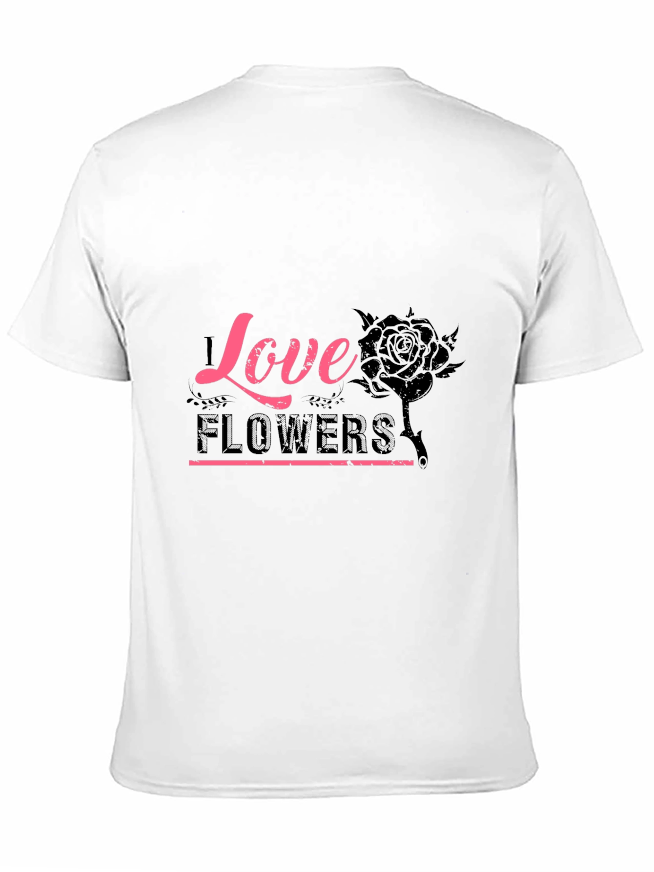 Love Flowers Graphic Tee - Black Cotton T-Shirt