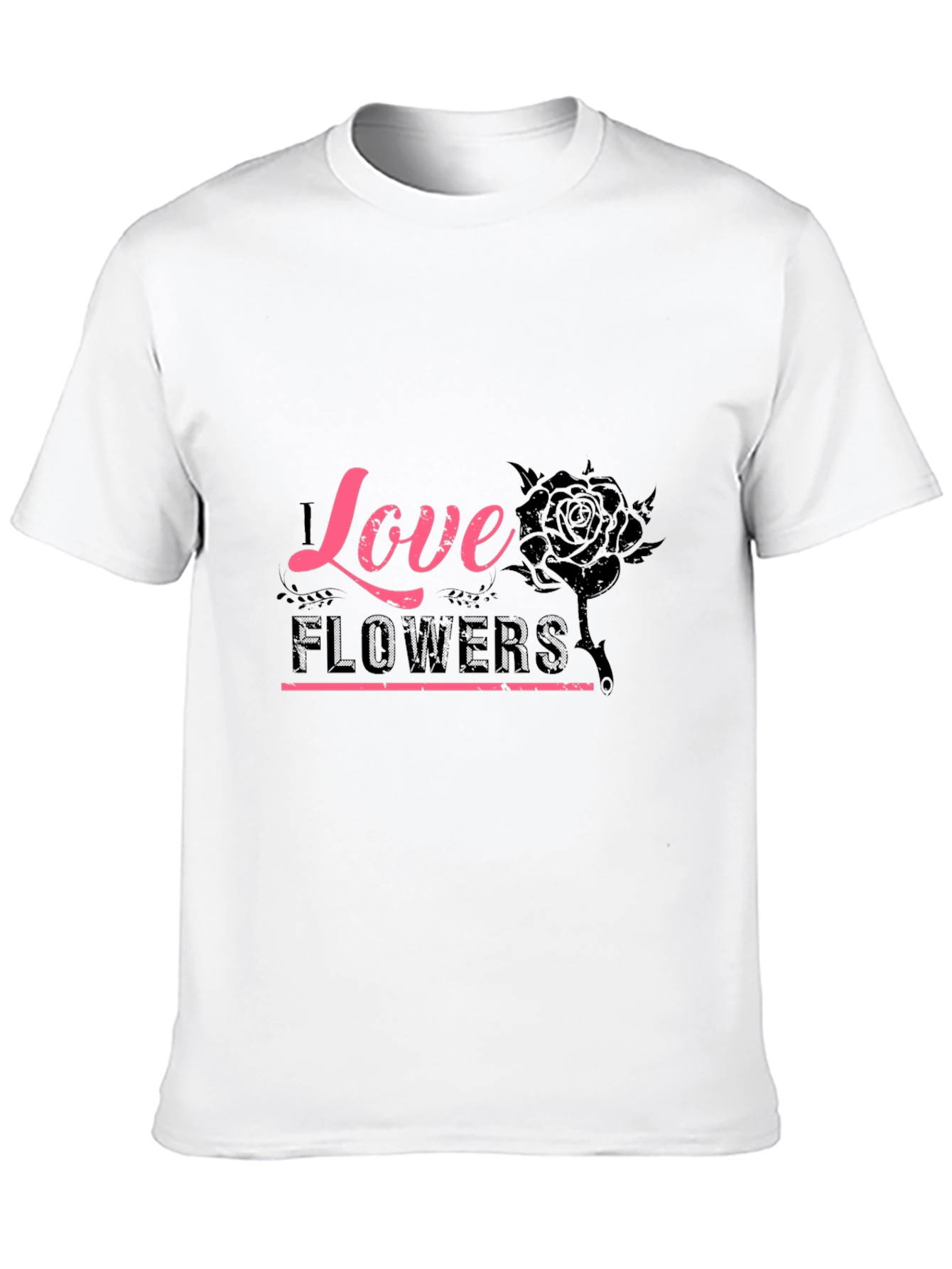 Love Flowers Graphic Tee - Black Cotton T-Shirt