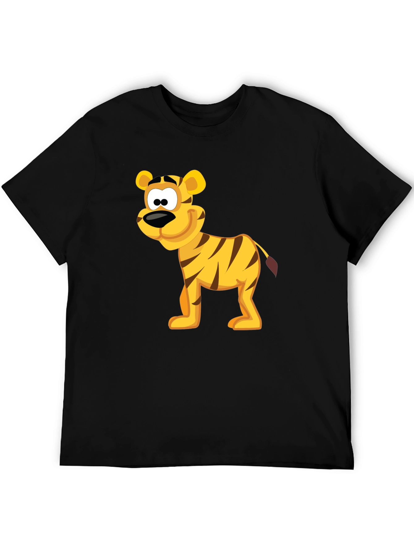 Cartoon Tiger Graphic Tee - Black