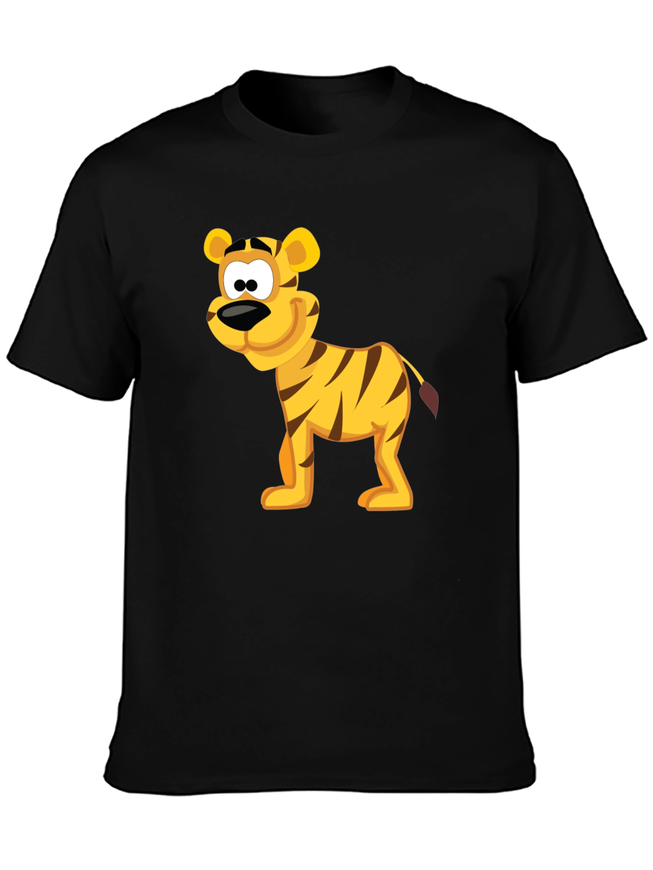 Cartoon Tiger Graphic Tee - Black