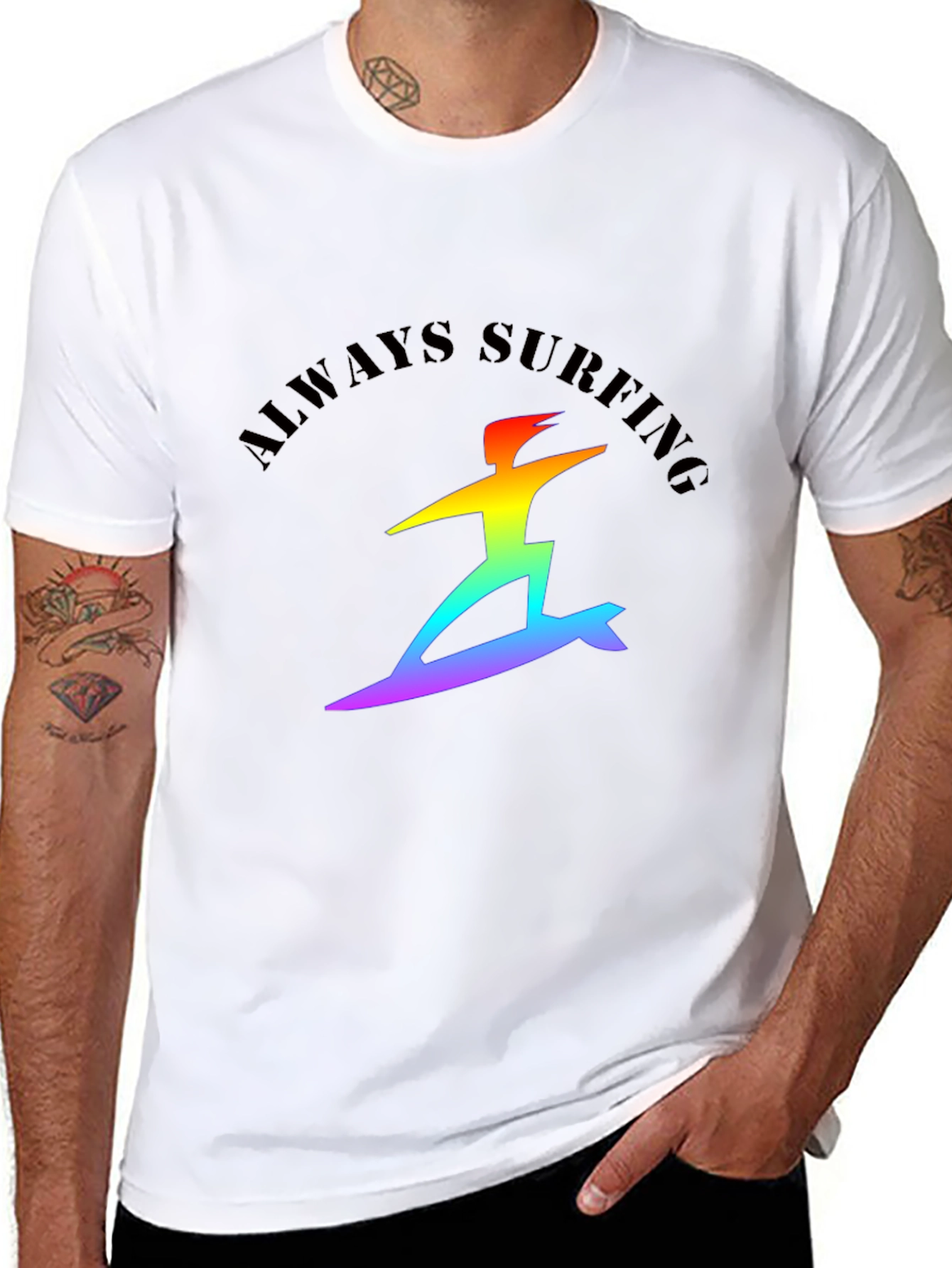 Always Surfing Rainbow Graphic Tee