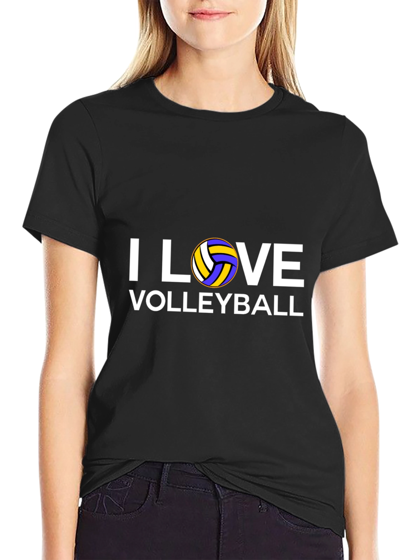 I Love Volleyball Graphic T-Shirt - Black