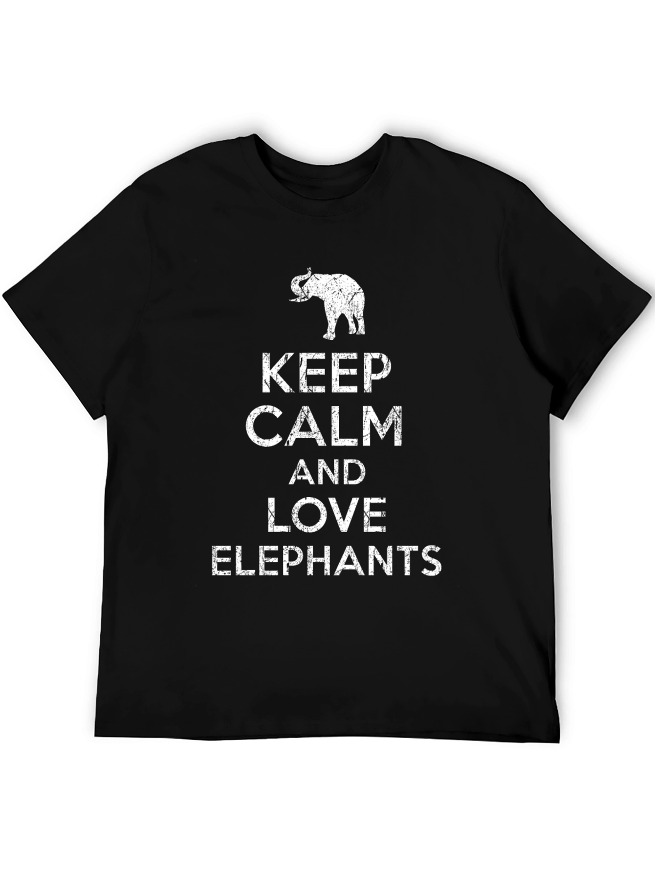 Keep Calm Love Elephants Graphic Tee - Black