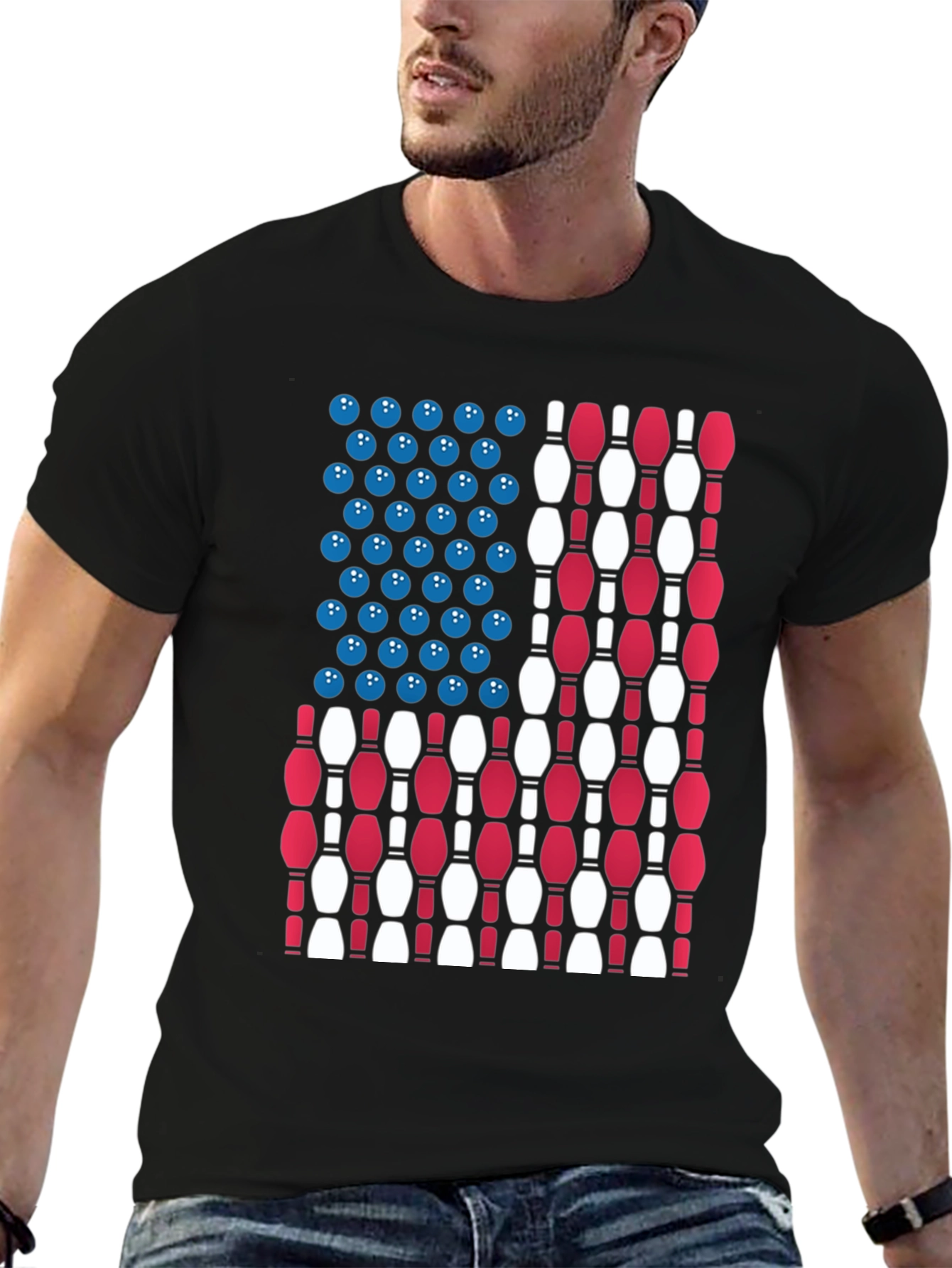 Bowling USA Flag T-Shirt Patriotic Apparel