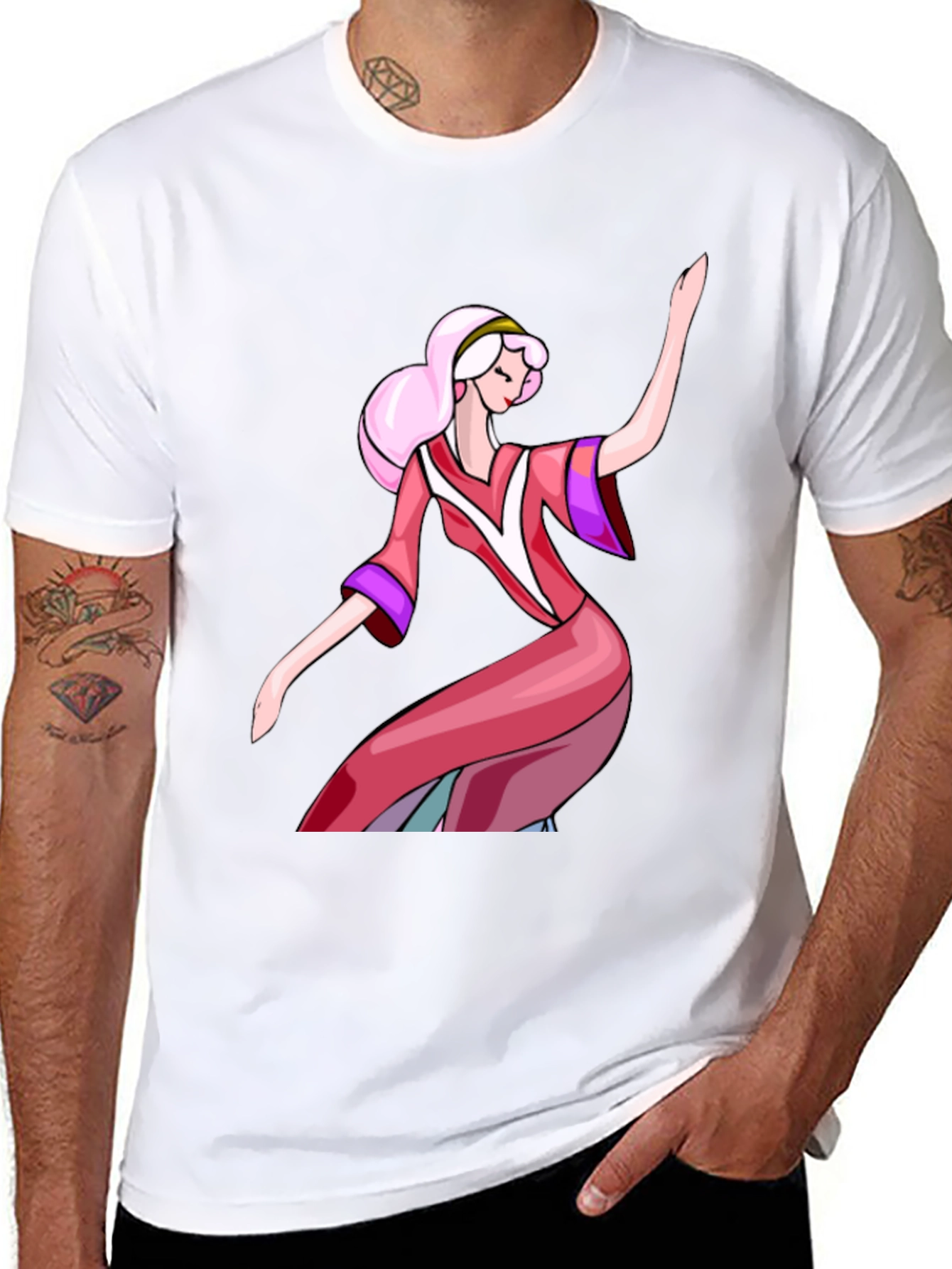 Retro Cartoon Princess T-Shirt - Black