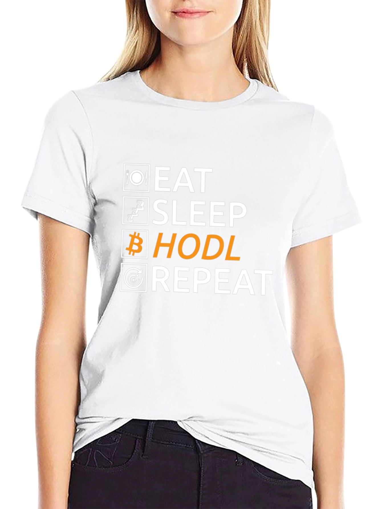 Eat Sleep Hodl Repeat T-Shirt Crypto Bitcoin Gift