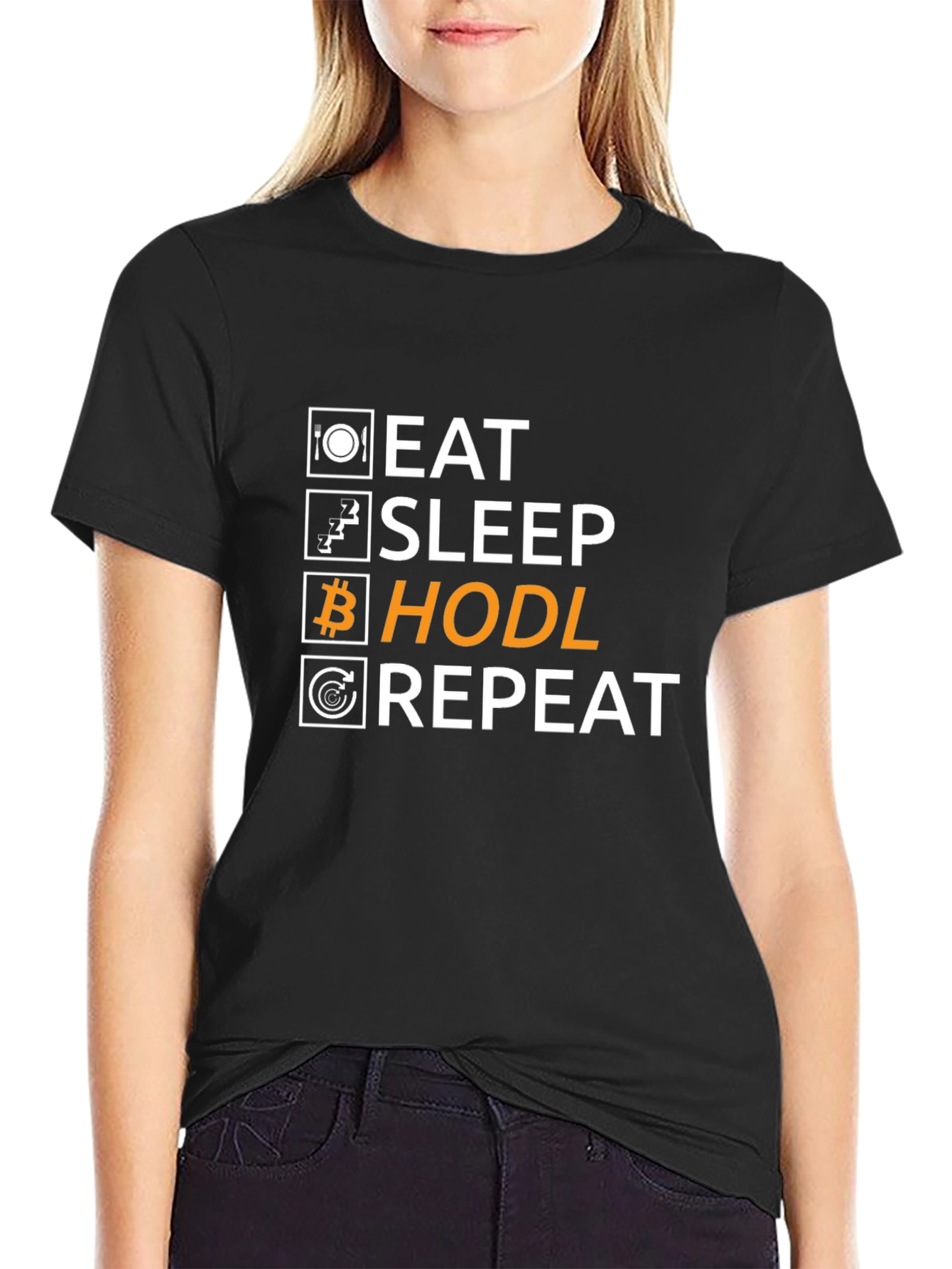 Eat Sleep Hodl Repeat T-Shirt Crypto Bitcoin Gift