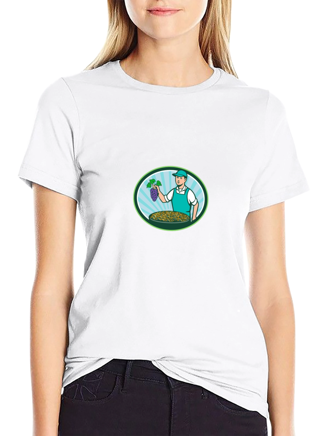Grape Harvest Graphic Tee - Black Casual Comfort