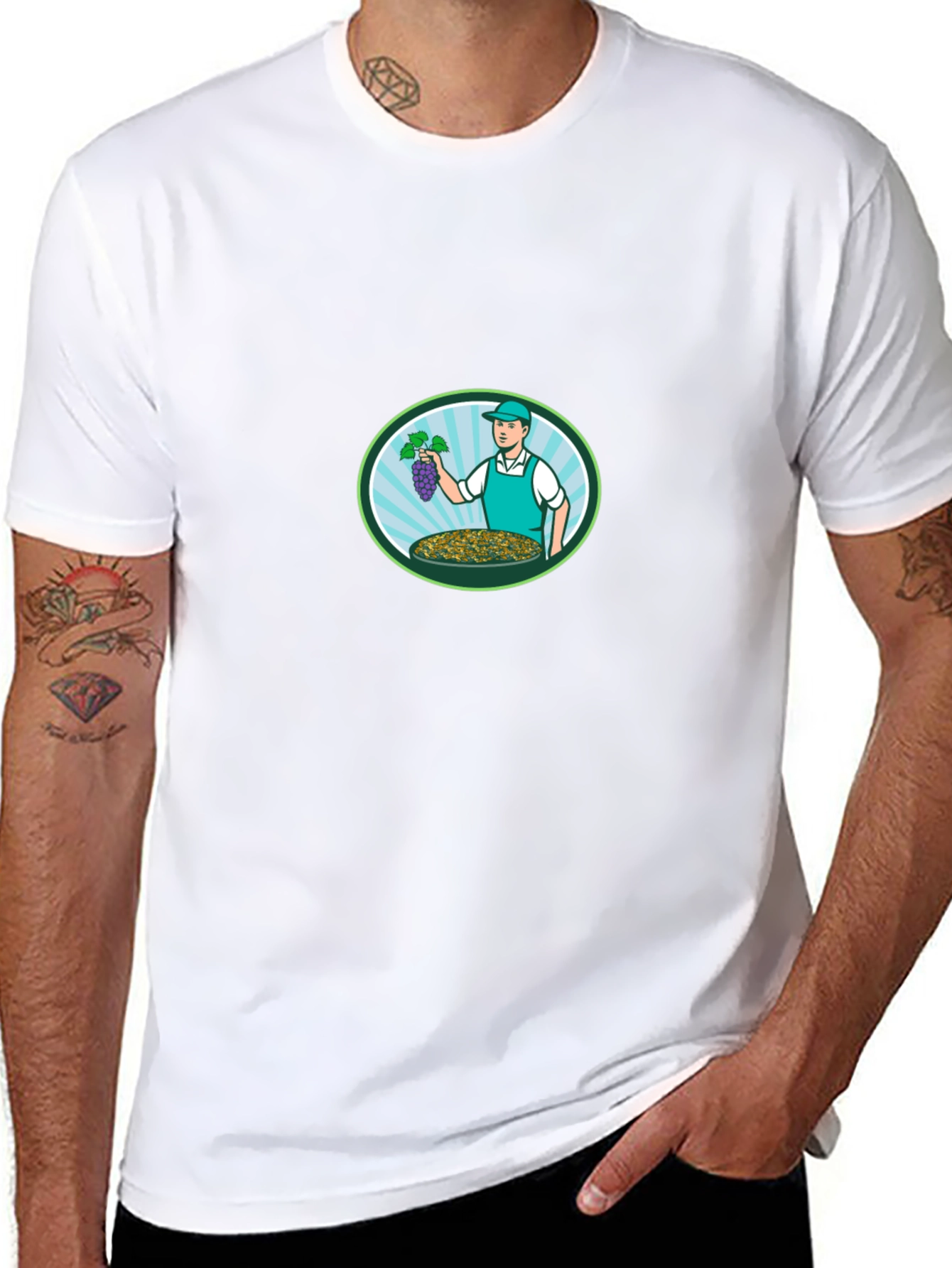 Grape Harvest Graphic Tee - Black Casual Comfort