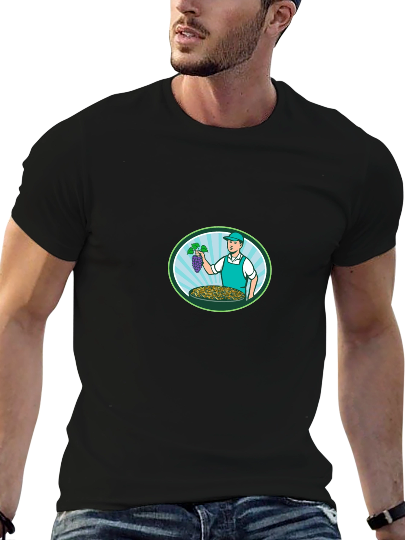 Grape Harvest Graphic Tee - Black Casual Comfort
