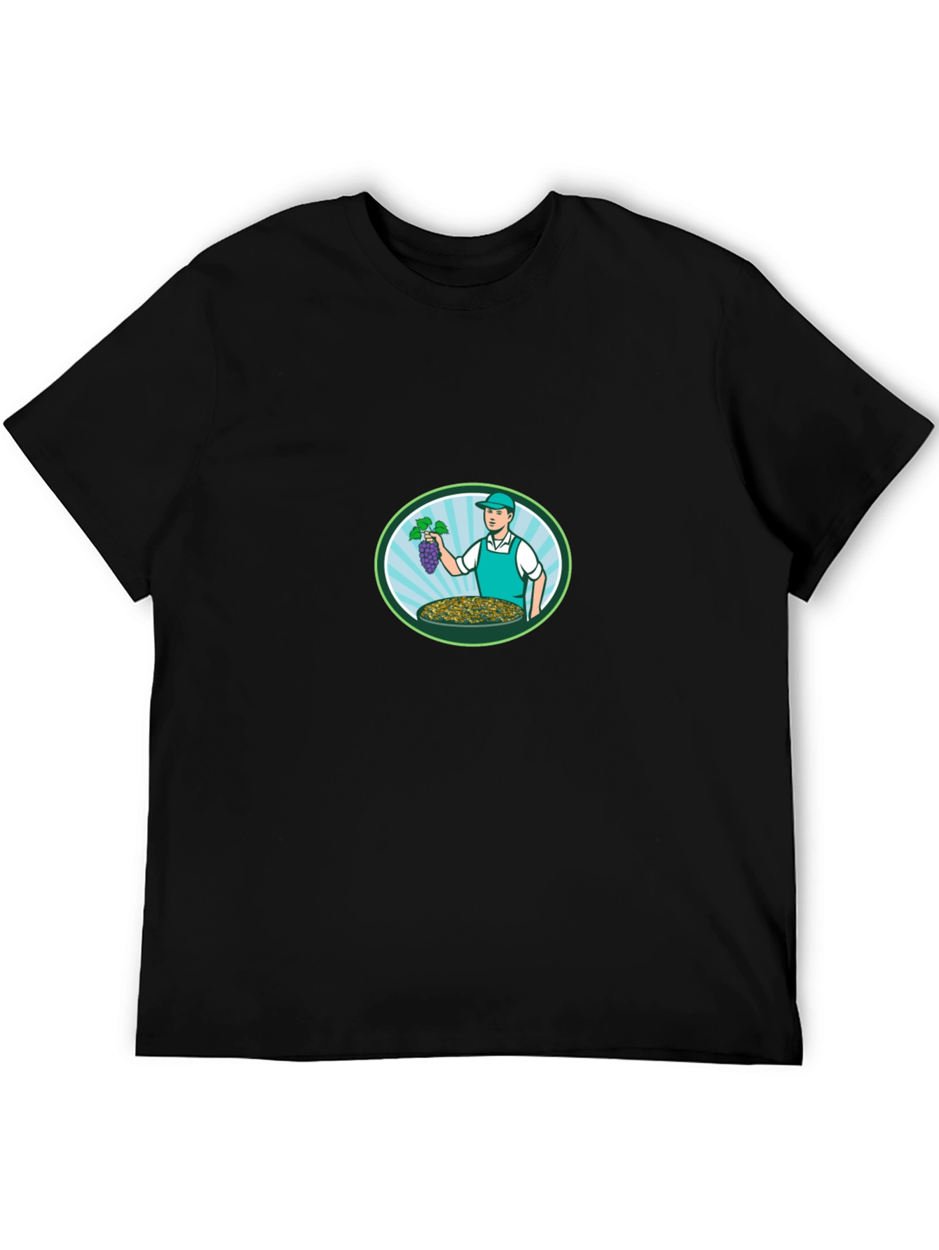 Grape Harvest Graphic Tee - Black Casual Comfort