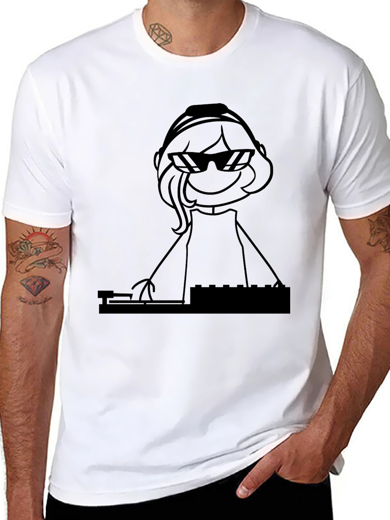 DJ Stick Figure Black T-Shirt