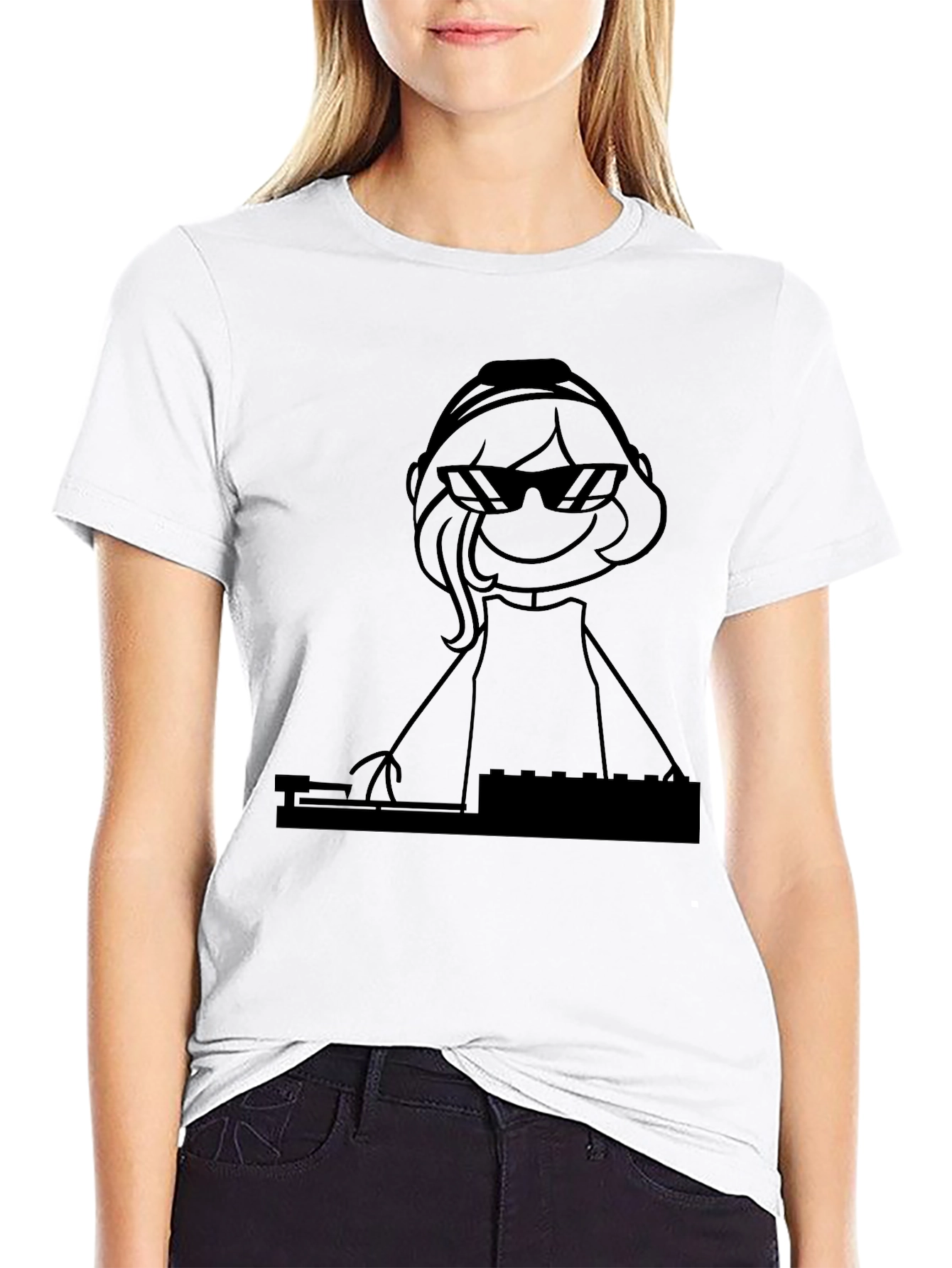 DJ Stick Figure Black T-Shirt