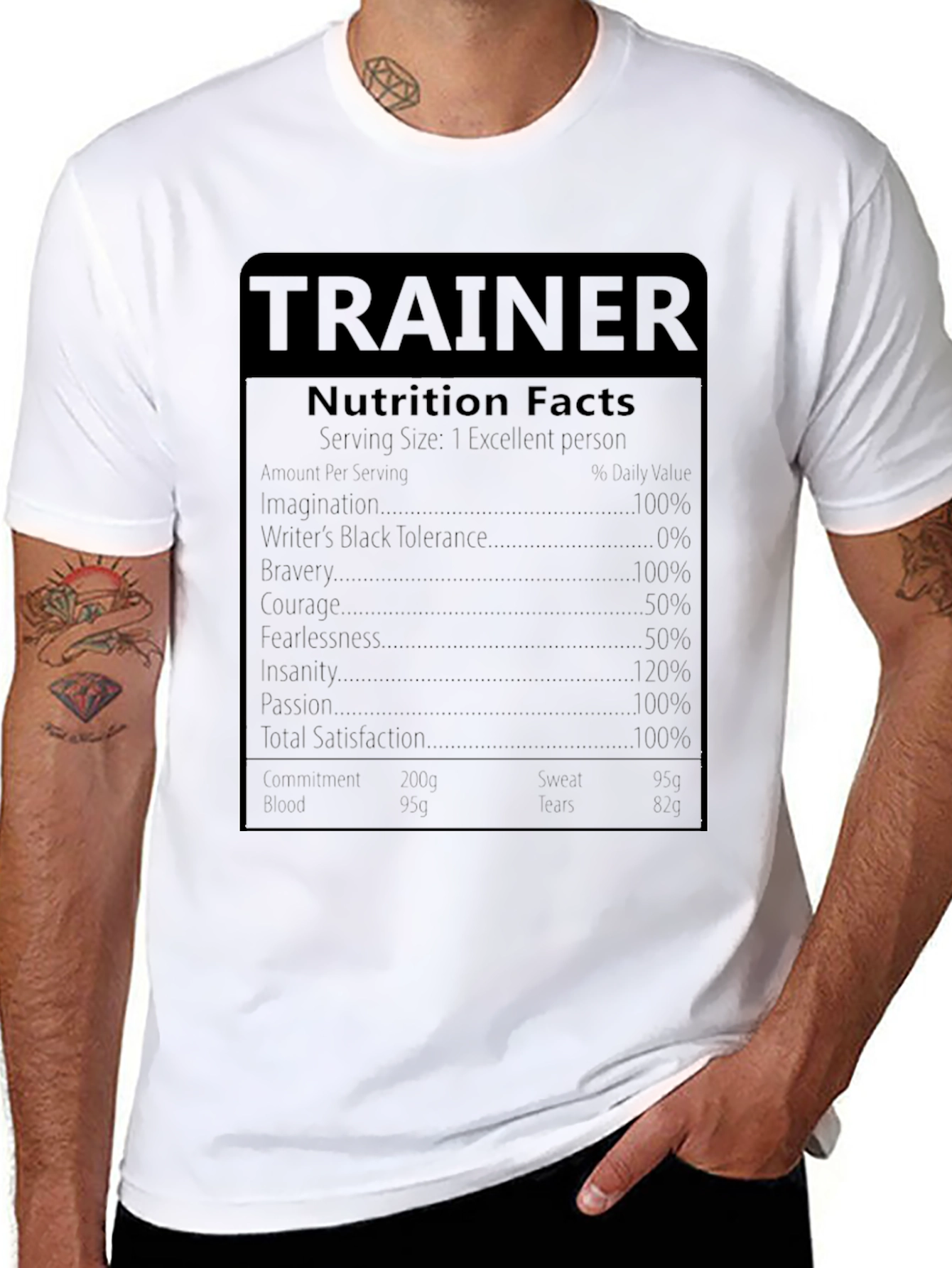 Trainer Nutrition Facts Black T-Shirt