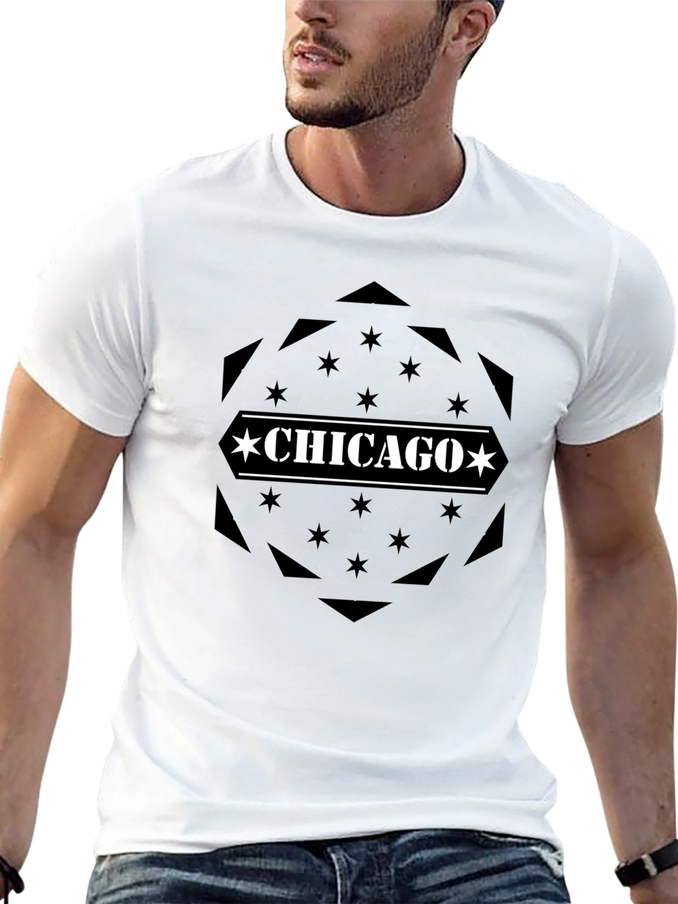 Chicago Star Emblem Black T-Shirt