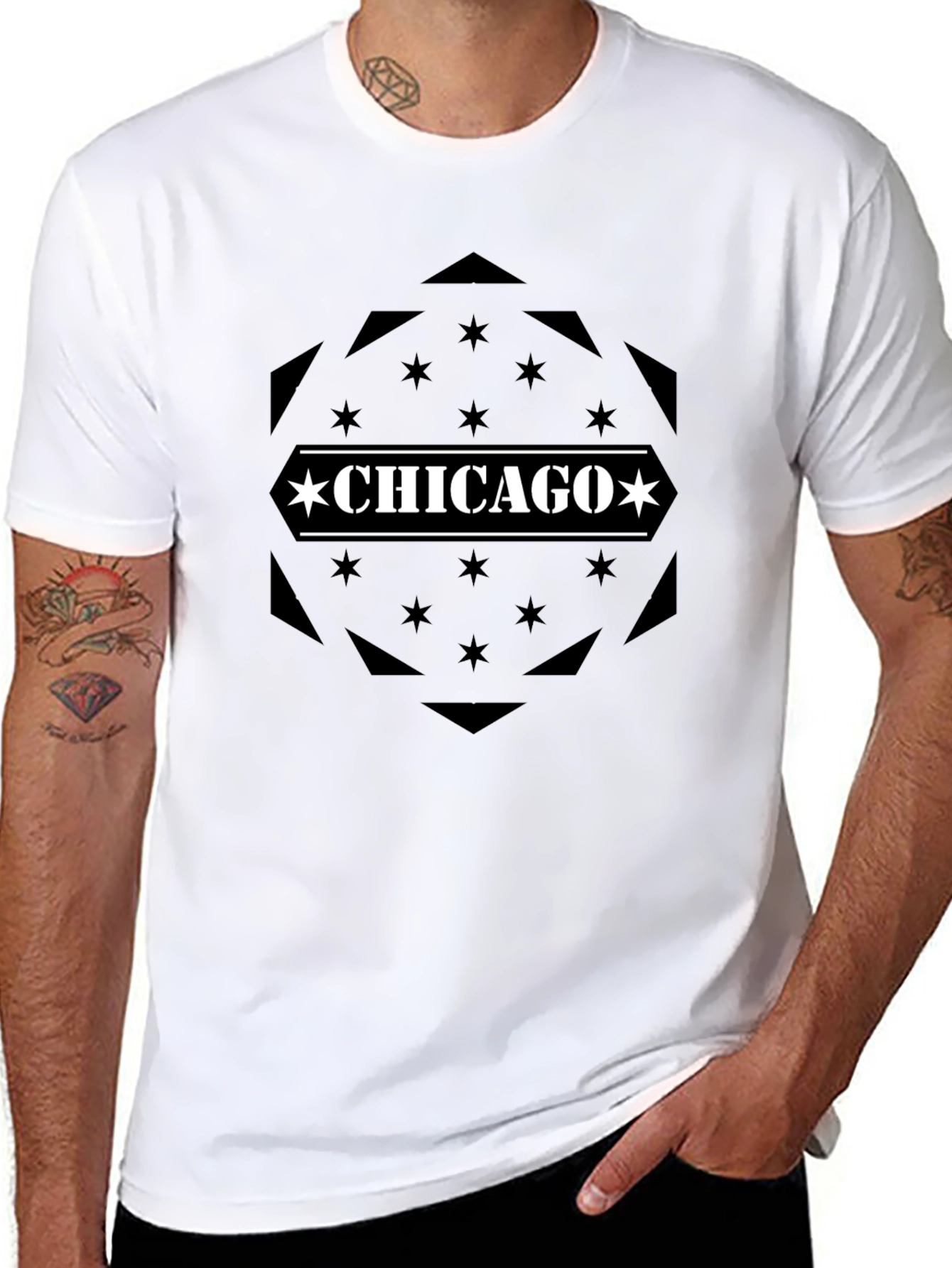 Chicago Star Emblem Black T-Shirt