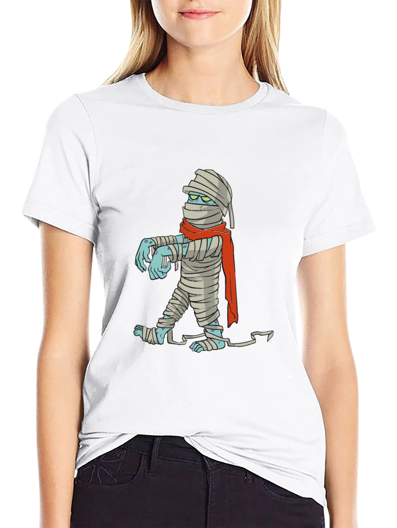 Mummy Graphic Tee - Halloween Spooky Cartoon Print