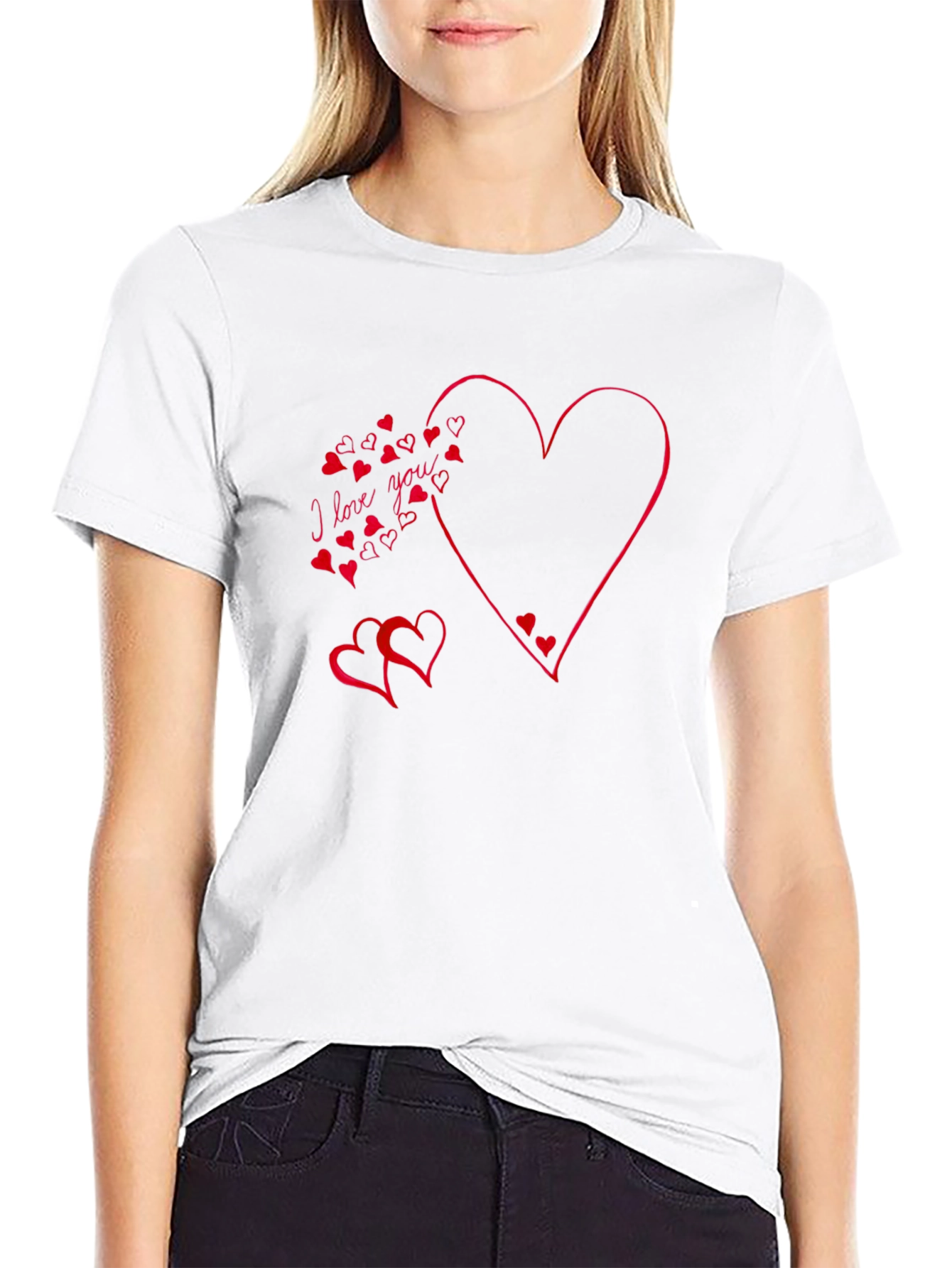 I Love You Heart T-Shirt - Black